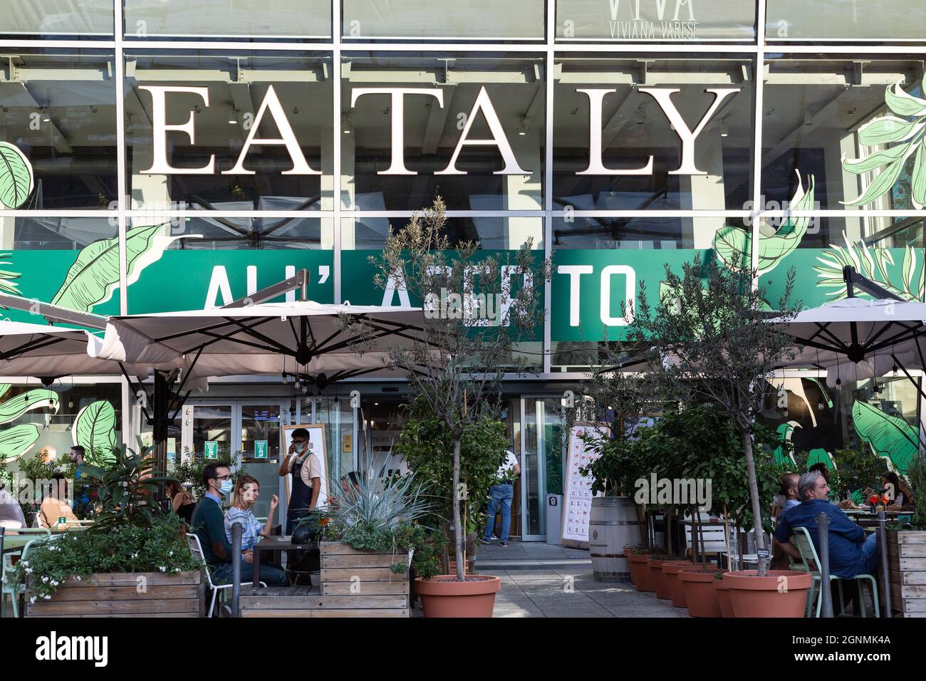 view of the entrance of Eataly, Milan Stock Photo