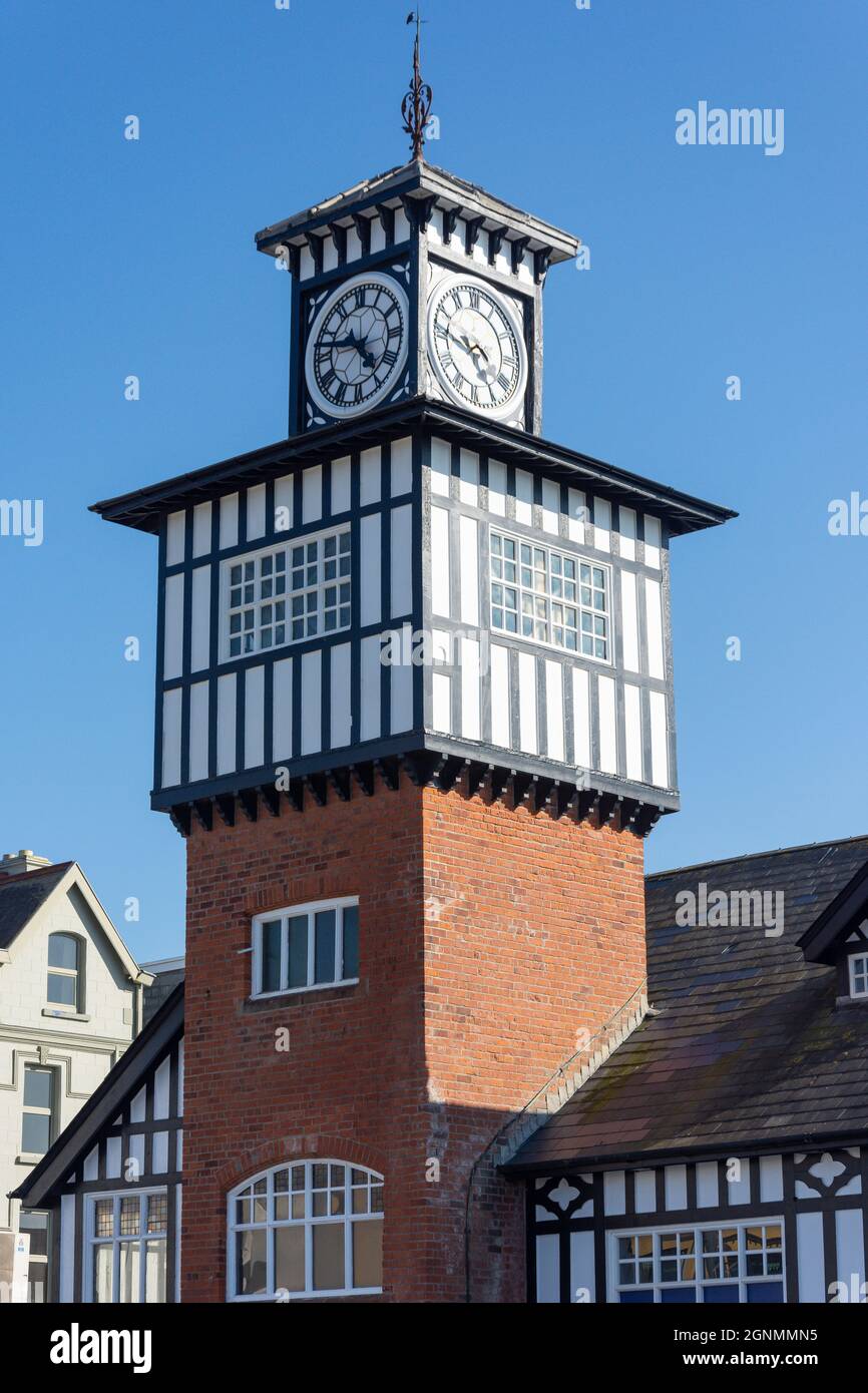 Clock tower on former Portrush Railway Station, Station Square, Portrush (Port Rois), County Antrim, Northern Ireland, United Kingdom Stock Photo