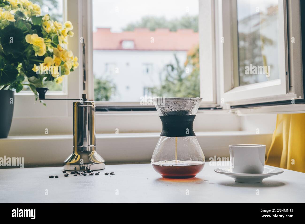 Close up of glass filter coffee maker Stock Photo Alamy