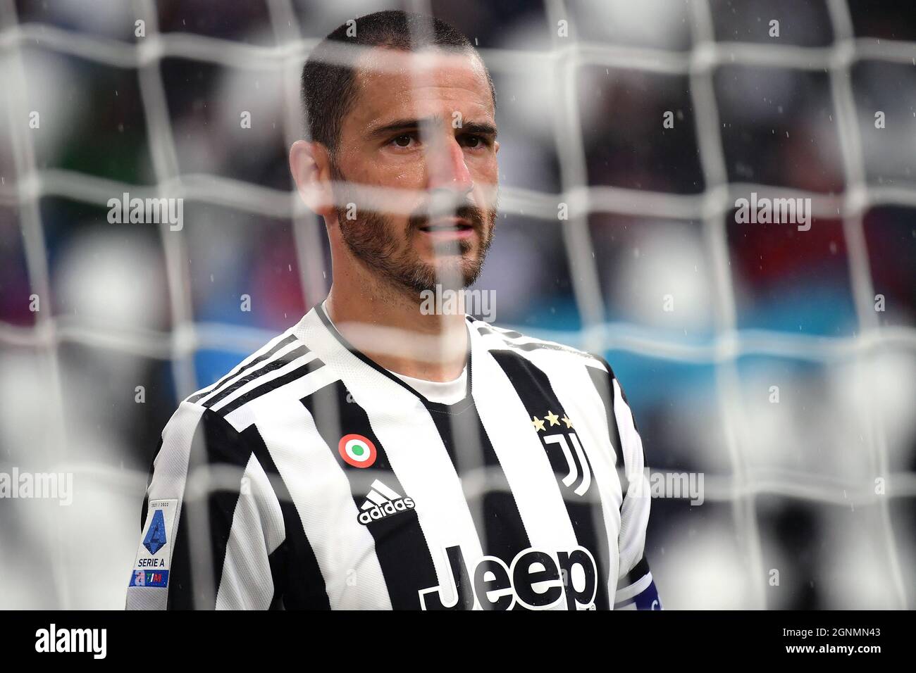 Torino, Italy. 26th Sep, 2021. Leonardo Bonucci of Juventus FC reacts  during the Serie A 2021/2022 football match between Juventus FC and US  Sampdoria at Juventus stadium in Torino (Italy), September 26th,