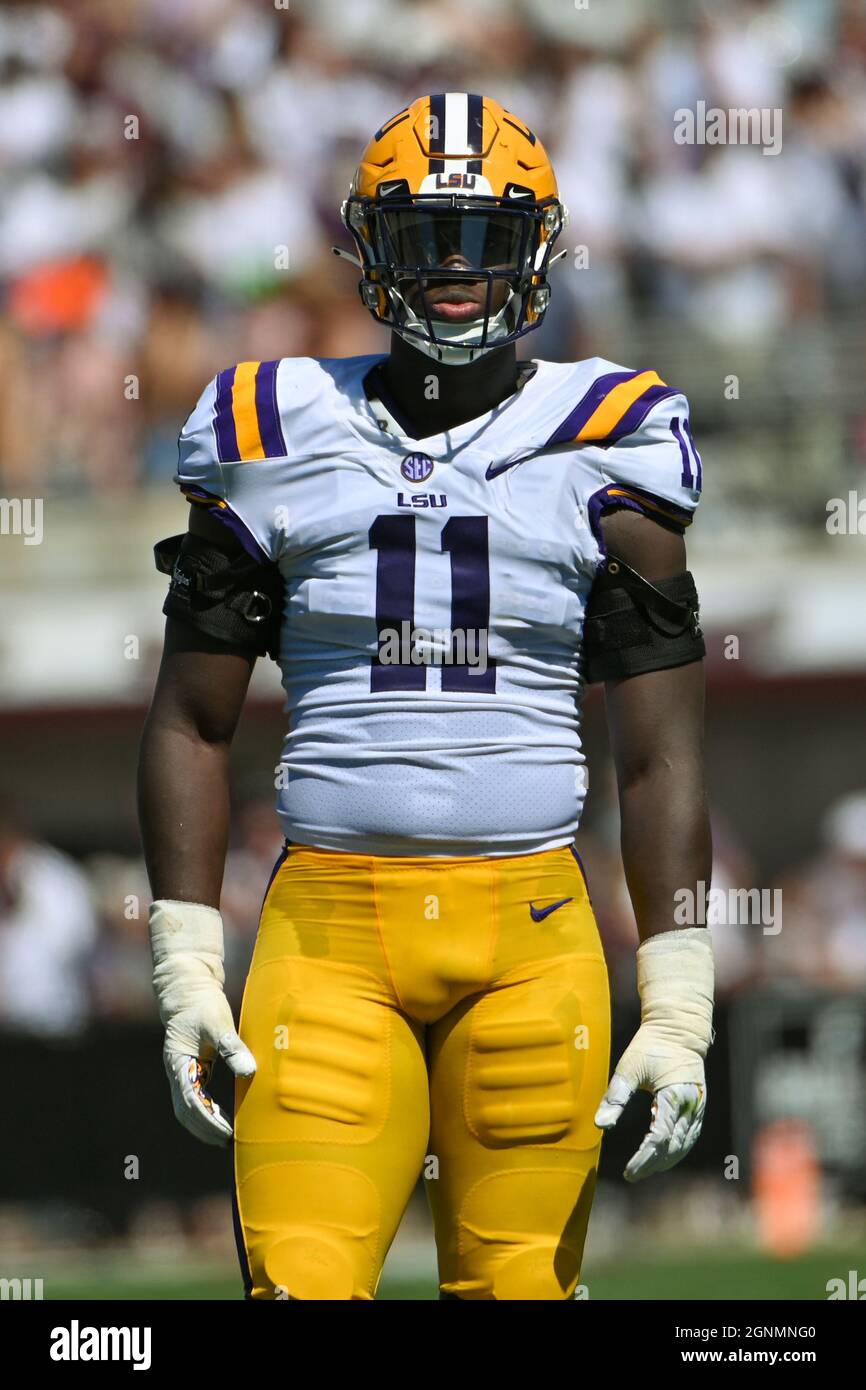 September 25, 2021: LSU Tigers defensive end Ali Gaye (11), during the ...