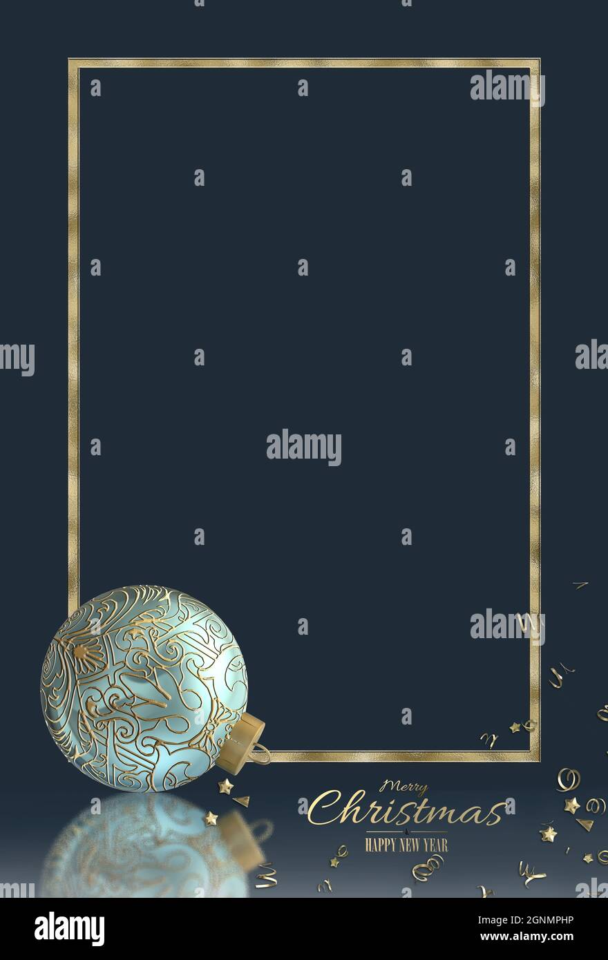 Christmas Reflections 2022 Christmas 2022 New Year Greeting. Turquoise Blue Ball Bauble, Gold Text  Merry Christmas Happy New Year Over Dark Blue Reflection. Business  Corporate C Stock Photo - Alamy