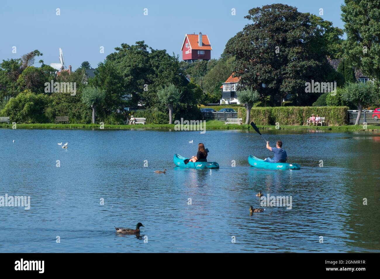 Canoes on Thorpeness Meare, Thorpeness, Suffolk, UK. Stock Photo