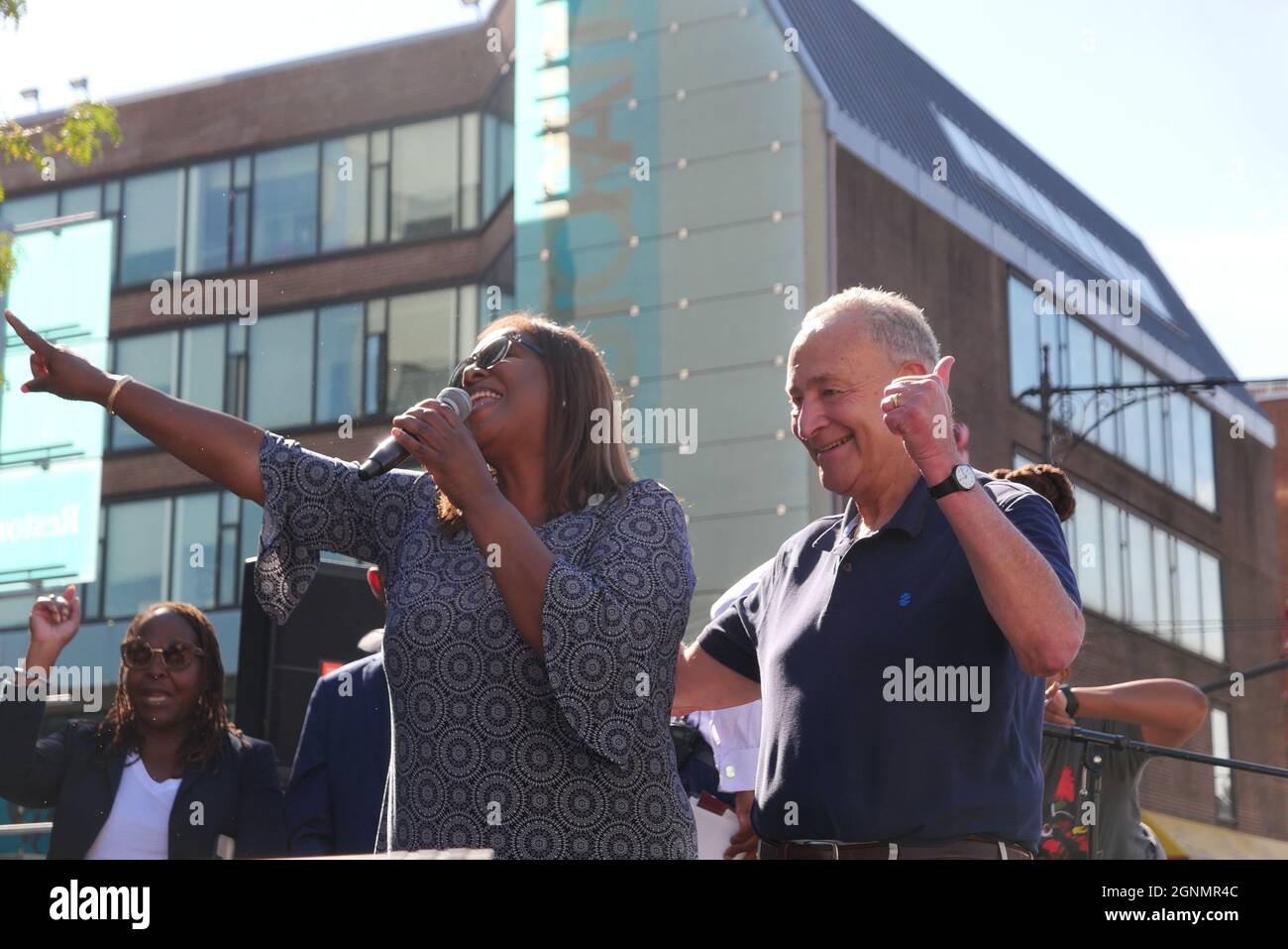 New York Attorney General Letitia James, and Senator Charles Schumer at Robert Cornegy Jr.'s 2nd Annual Battle of the HBCU Bands Stock Photo