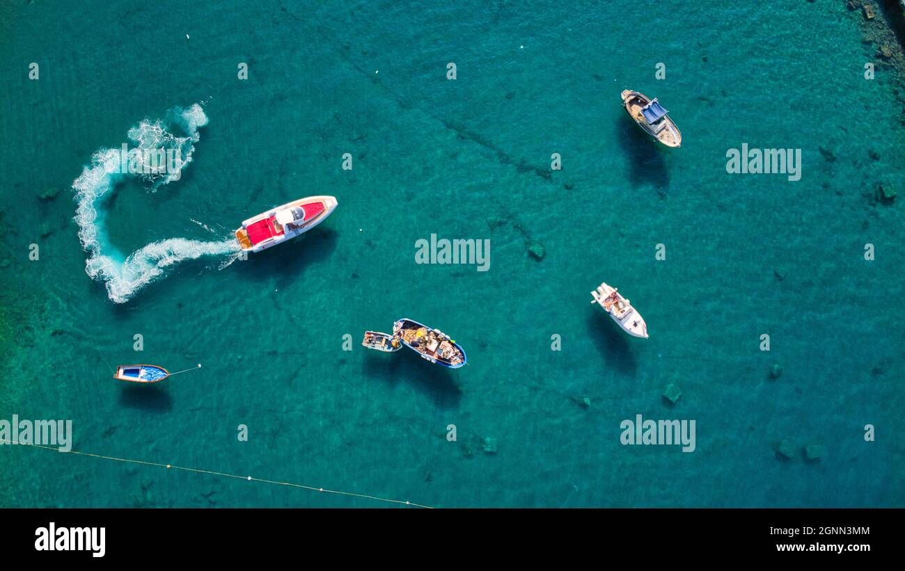 Aerial drone shot boat sails hi-res stock photography and images - Alamy