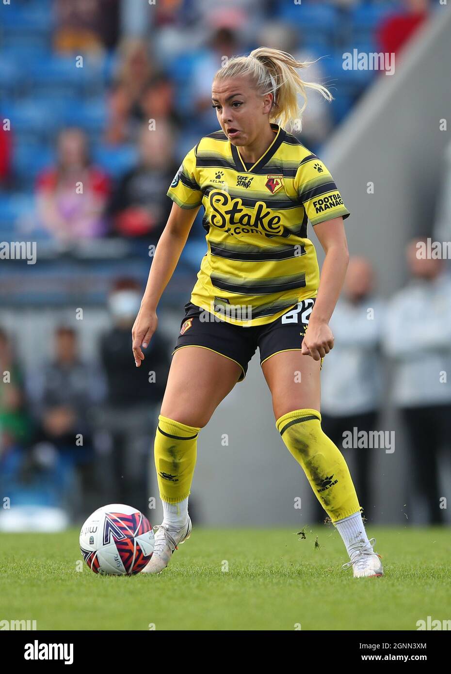 Chesterfield, England, 26th September 2021. Jenna Legg of Watford during  the The FA Women's Championship match at the Technique Stadium,  Chesterfield. Picture credit should read: Simon Bellis / Sportimage Stock  Photo - Alamy