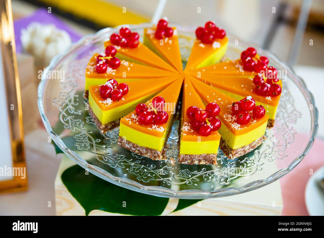 Raw vegan cake with coconut and currant Stock Photo Alamy