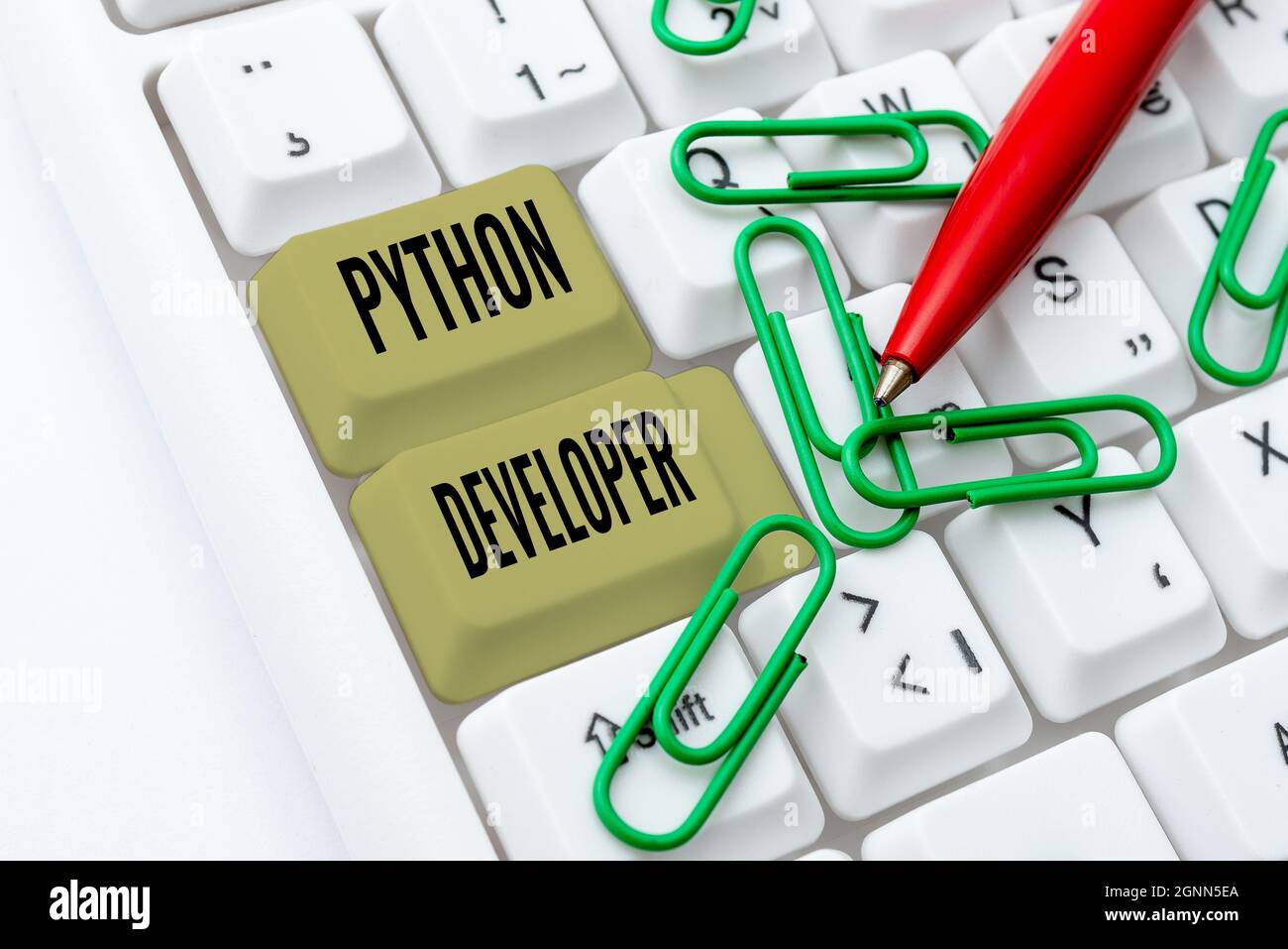 Writing displaying text Python Developer. Word Written on responsible for writing serverside web application logic Connecting With Online Friends Stock Photo