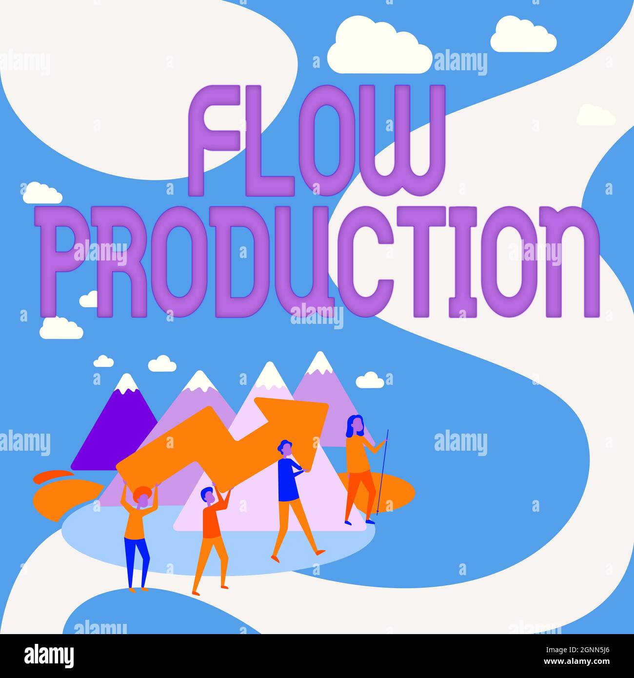 Conceptual display Flow Production. Business idea items are produced ...