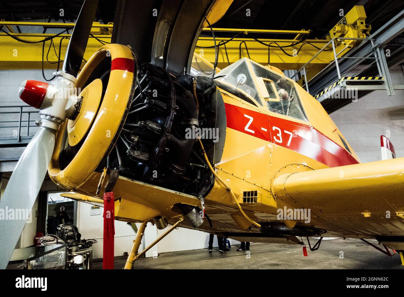 WERNIGERODE, GERMANY - Sep 12, 2021: A closeup of the LET Z-37 Cmelak agricultural aircraft in the Luftfahrt Aviation Museum, Wernigerode, Germany Stock Photo
