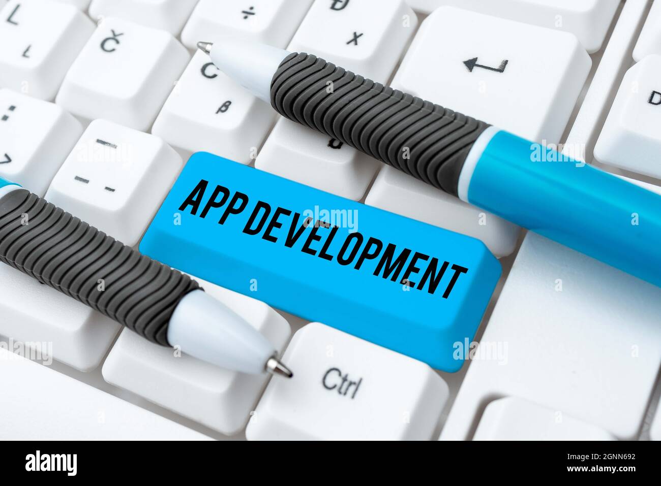 Writing displaying text App Development. Concept meaning Development services for awesome mobile and web experiences Typing Helpful Blog Tutorial And Stock Photo