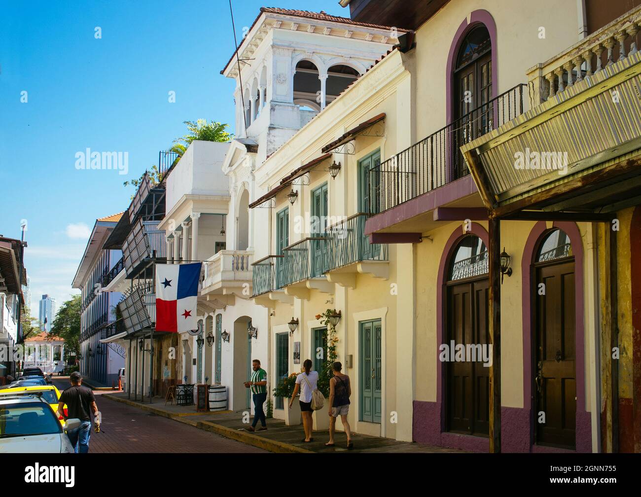Old town, Panama City. Panama. September 16, 2021. Heritage buildings in the Old Town of Panama City. Heritage architecture of the Caribbean country r Stock Photo