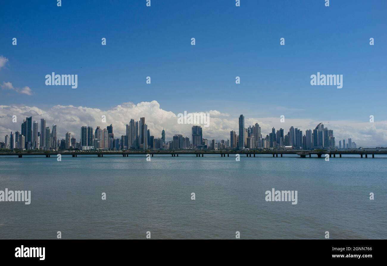 View of Panama City from Casco Viejo. September 16, 2021. Panama. Stock Photo