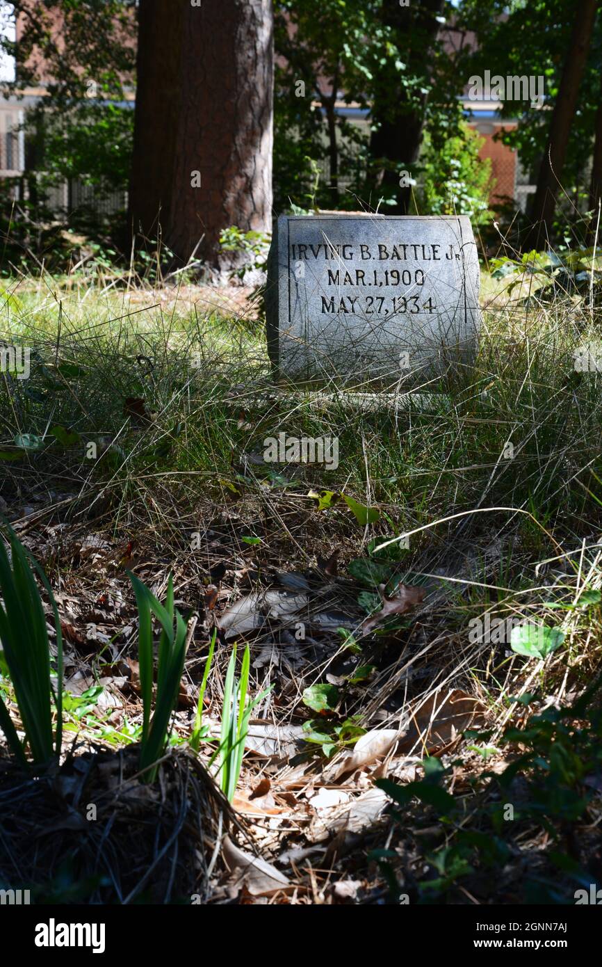 Weathered headstones in the historic African American Oberlin Cemetery