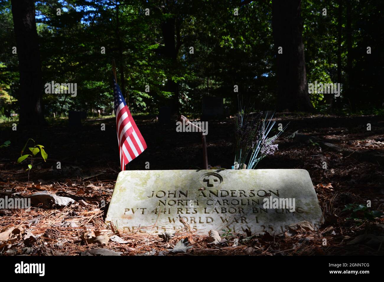Weathered headstones in the historic African American Oberlin Cemetery
