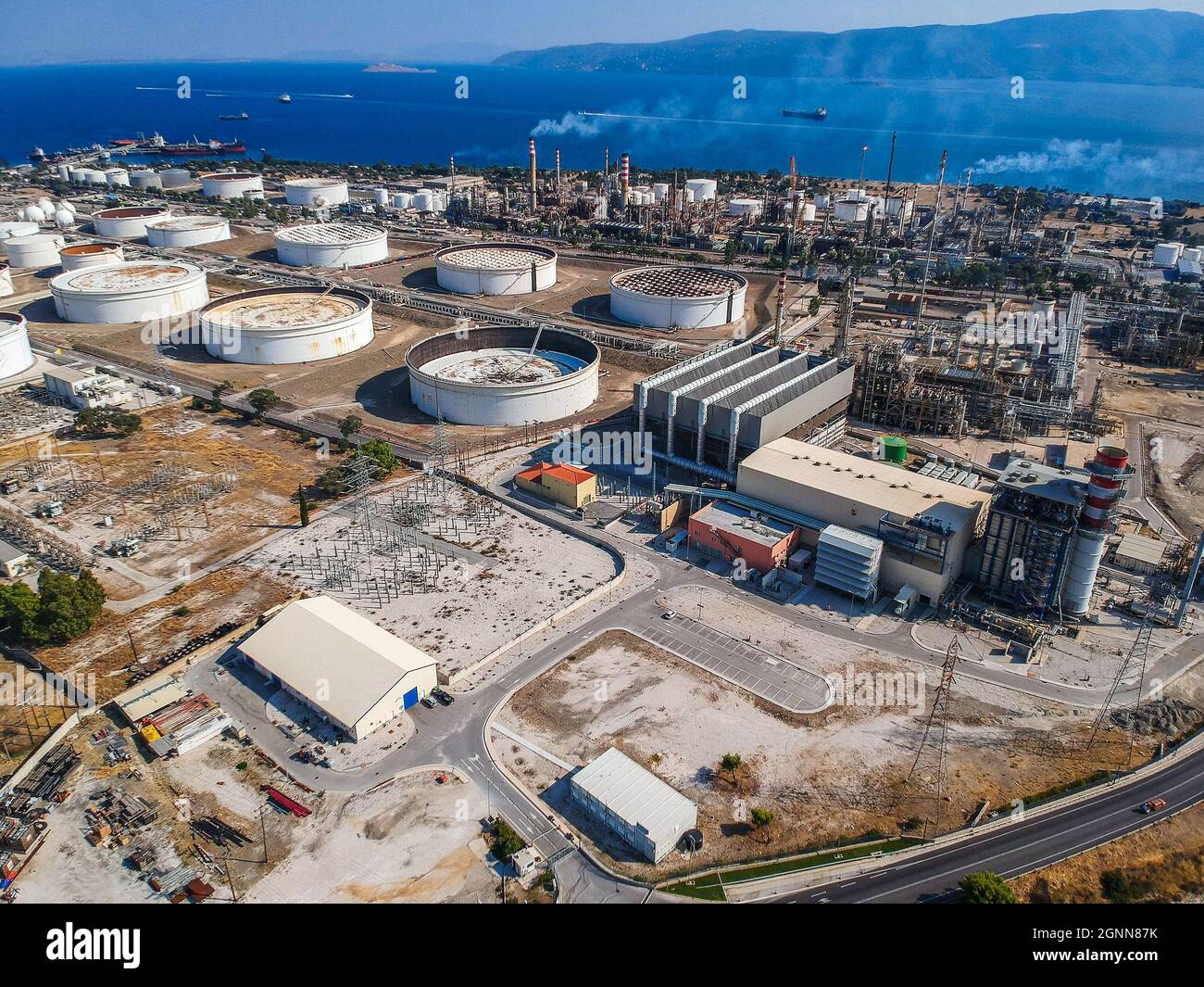 Aerial photo of famous full working plant and oil refinery of Motor Oil