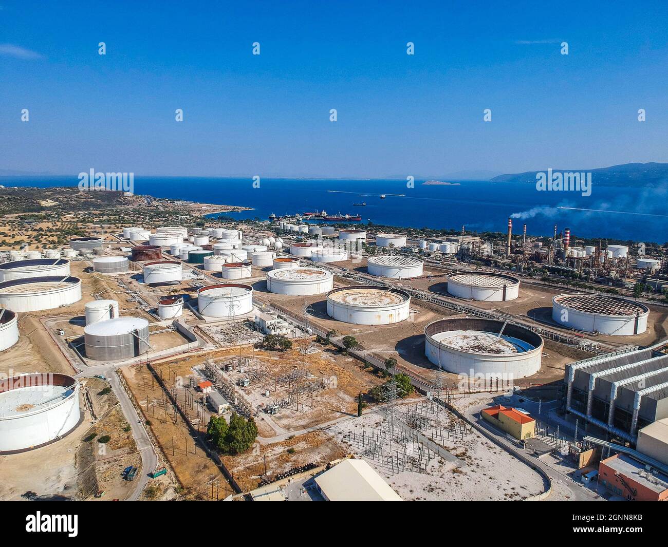 Aerial photo of famous full working plant and oil refinery of Motor Oil
