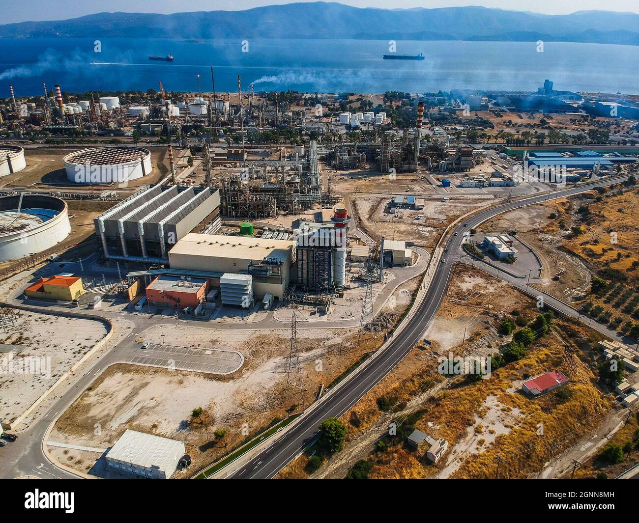 Aerial photo of famous full working plant and oil refinery of Motor Oil
