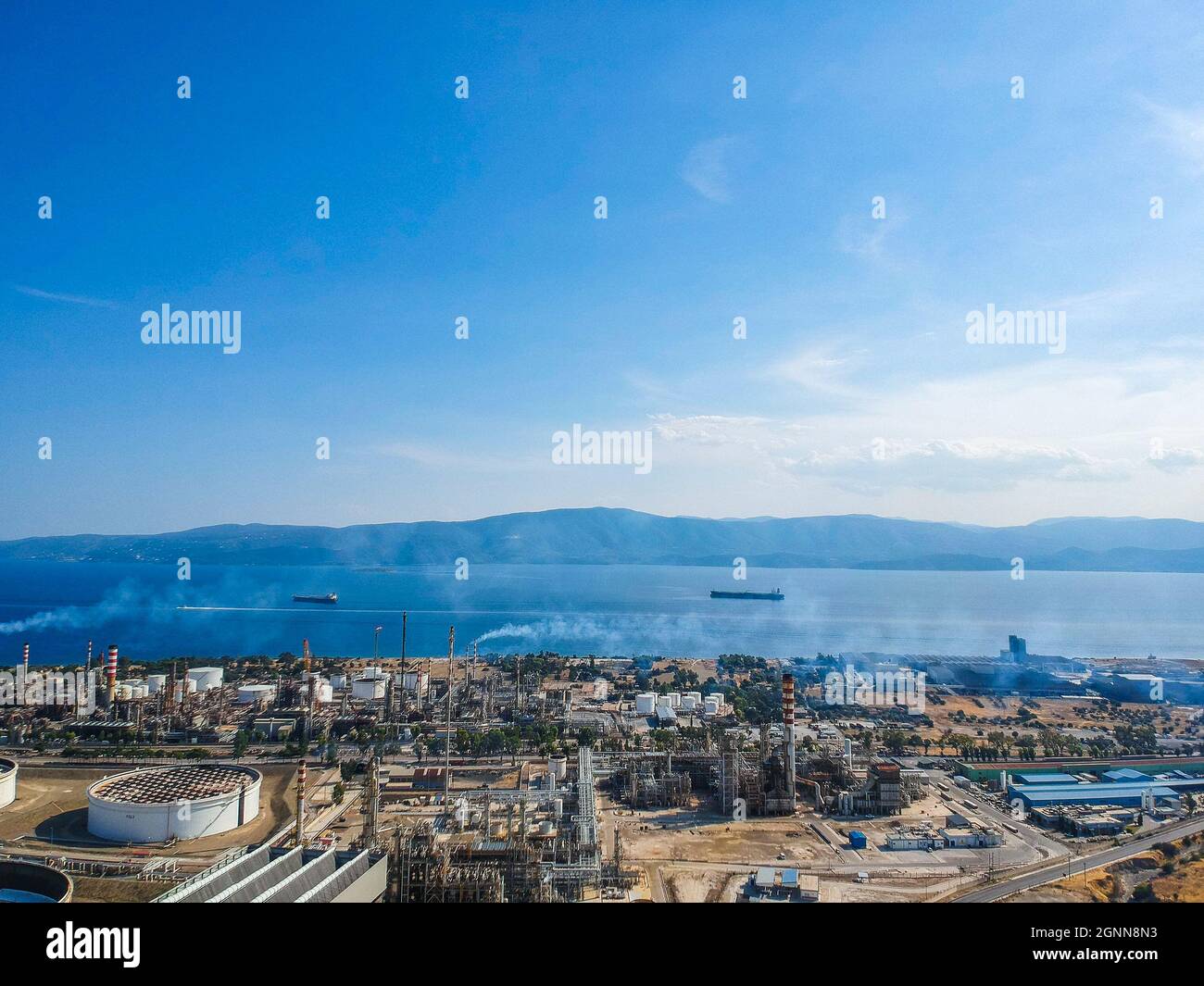 Aerial photo of famous full working plant and oil refinery of Motor Oil