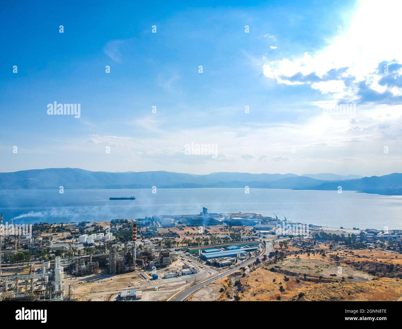 Aerial photo of famous full working plant and oil refinery of Motor Oil