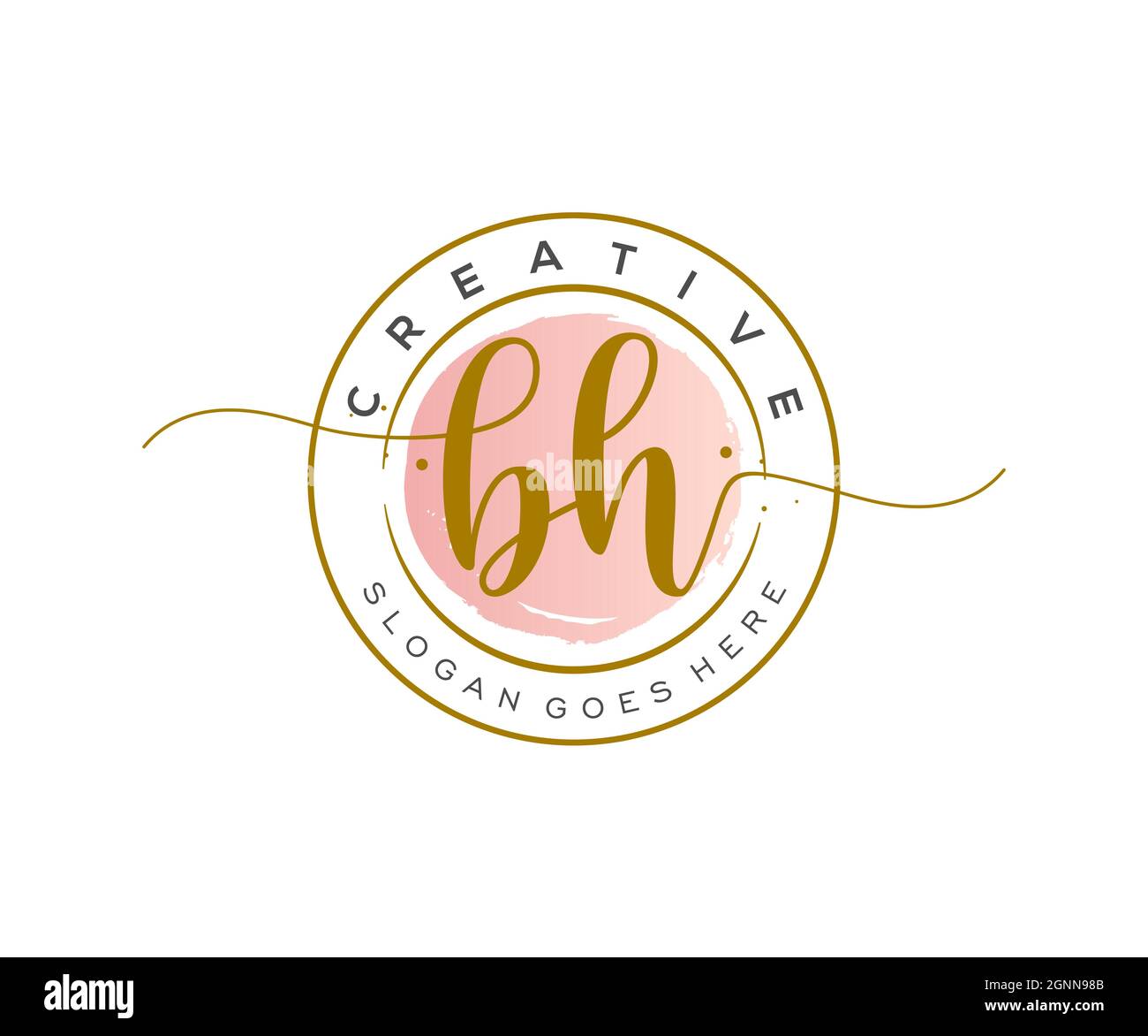 BH Feminine logo beauty monogram and elegant logo design, handwriting ...