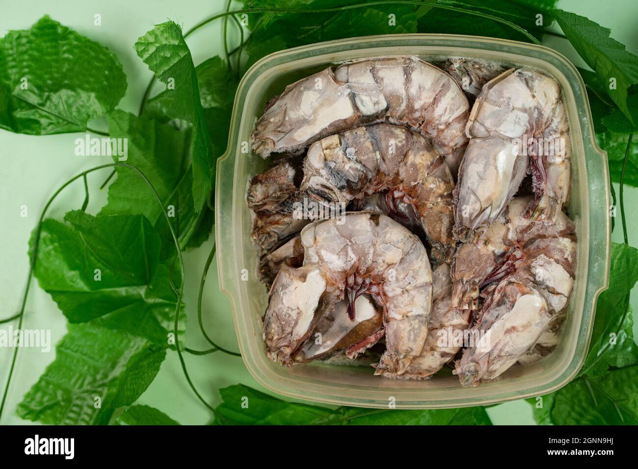 Frozen giant tiger prawns that has been 
