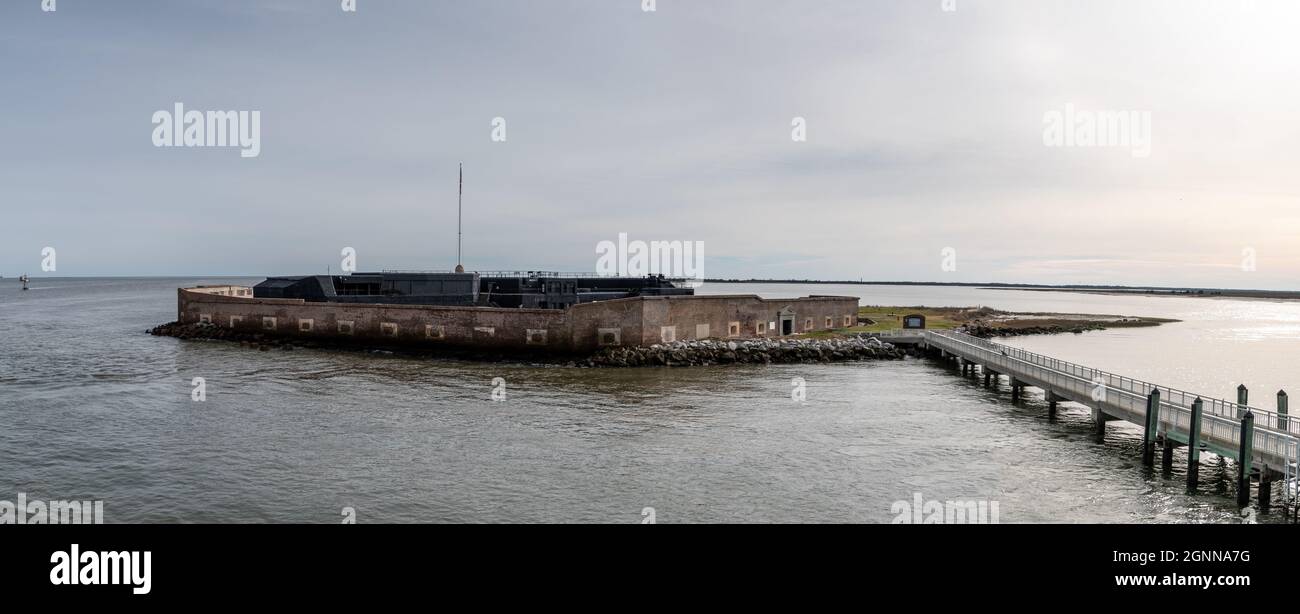 The historic Fort Sumpter where the first shots of the Civil War where fired upon. Stock Photo
