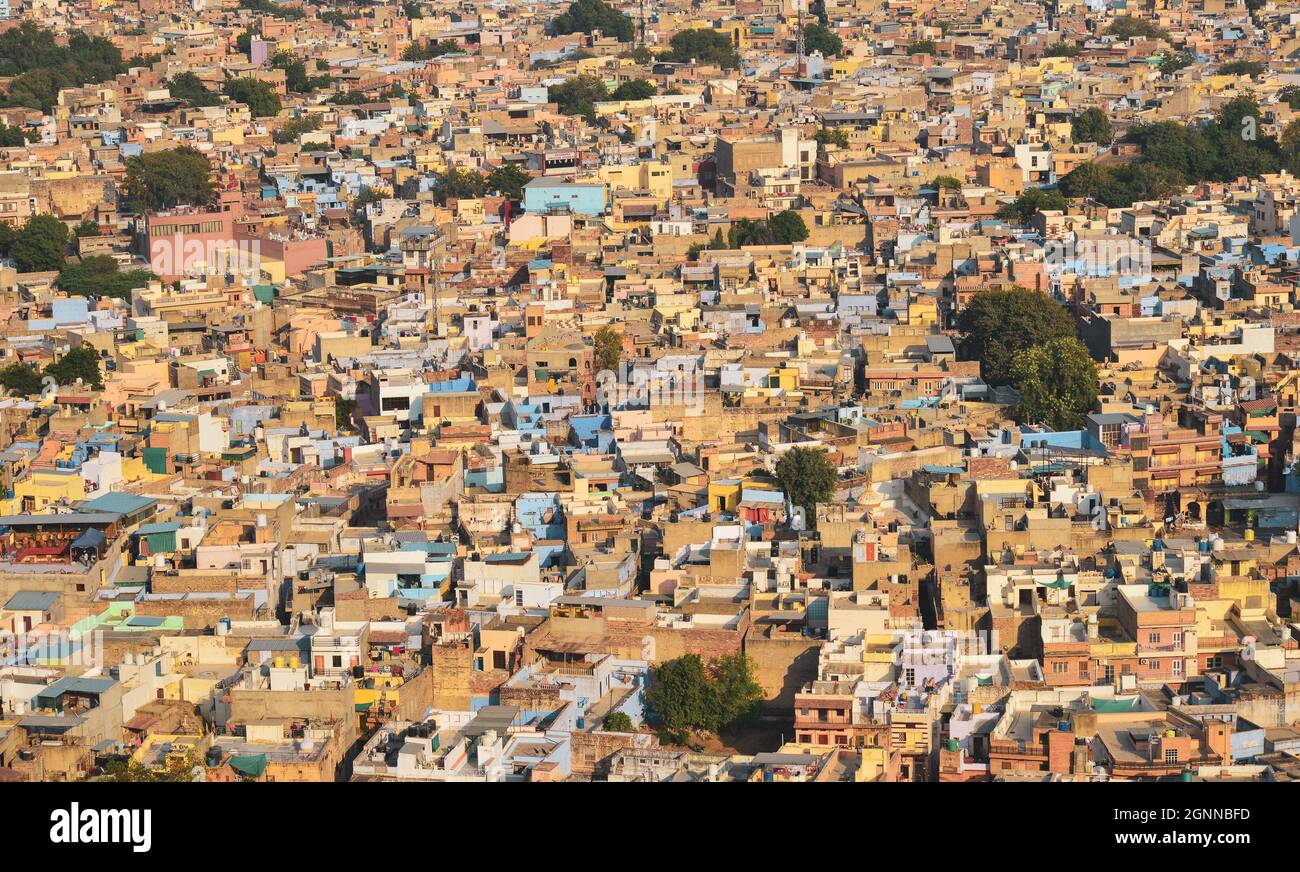 Aerial view of Jodhpur, India. Jodhpur is a city in the Thar Desert of