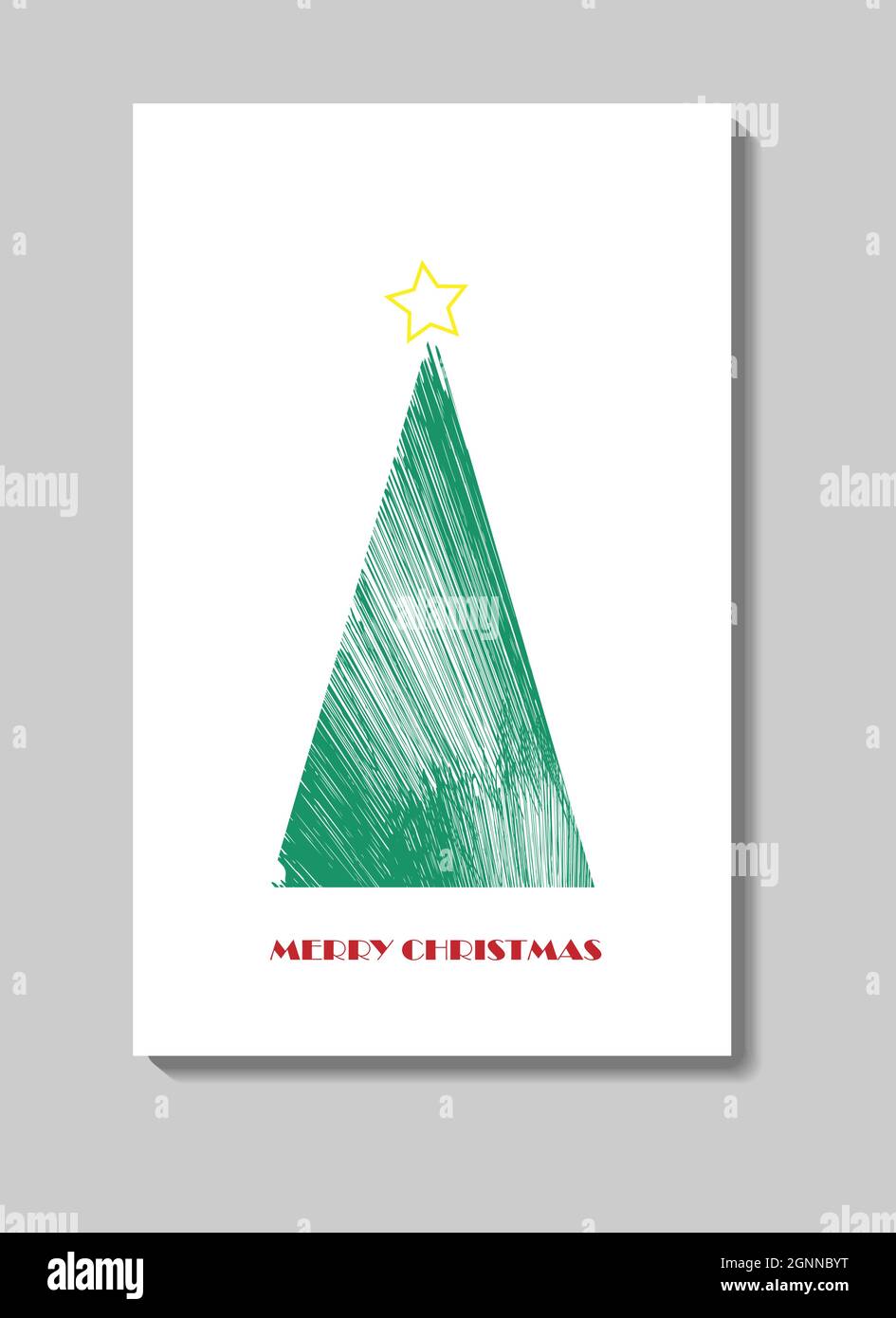 Stylized Christmas tree, card template. Vector illustration isolated on white background.  Stock Vector