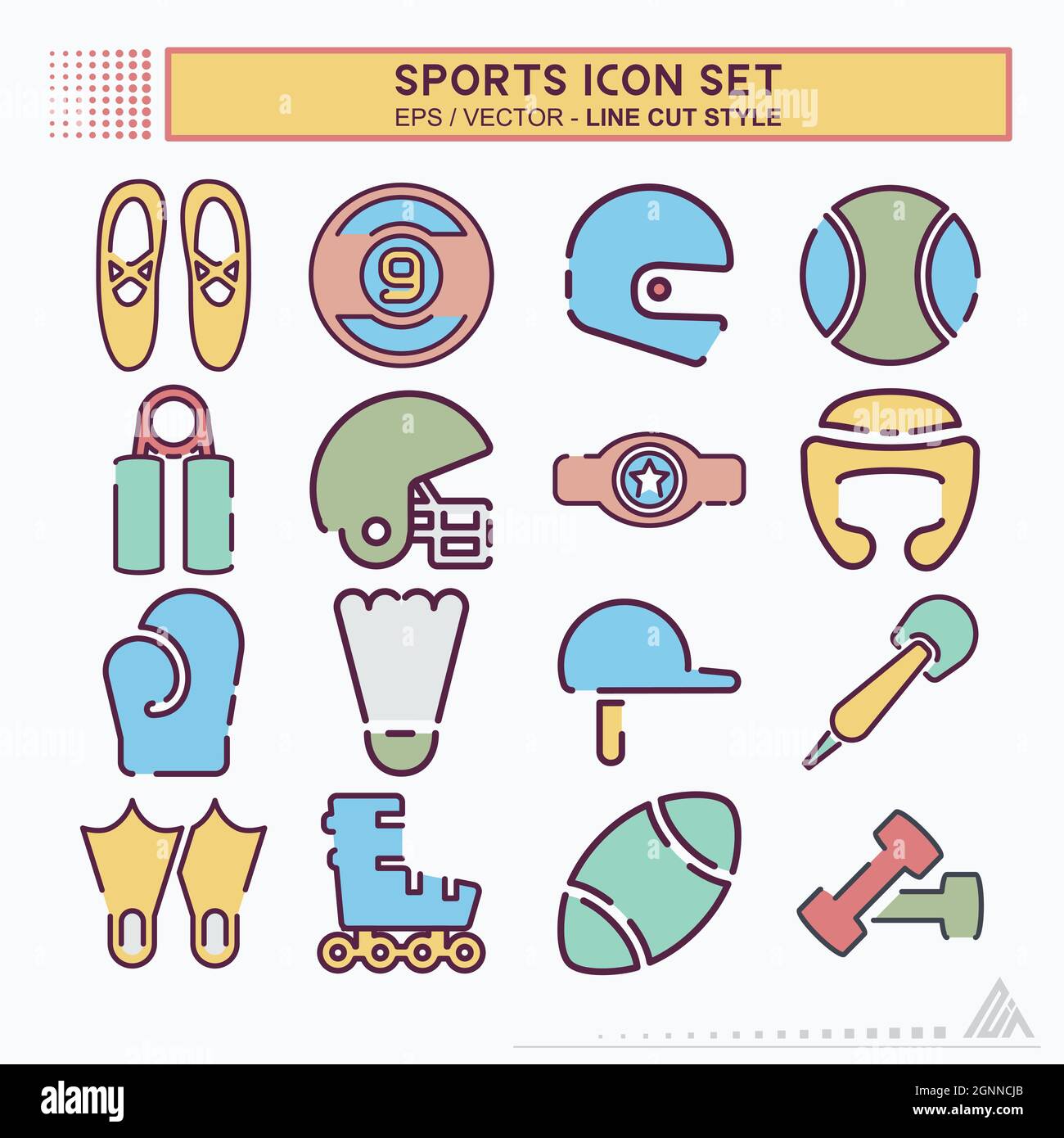 Set Icon Sports - Line Cut Style - Simple illustration, Editable stroke, Design template vector, Good for prints, posters, advertisements, announcemen Stock Vector