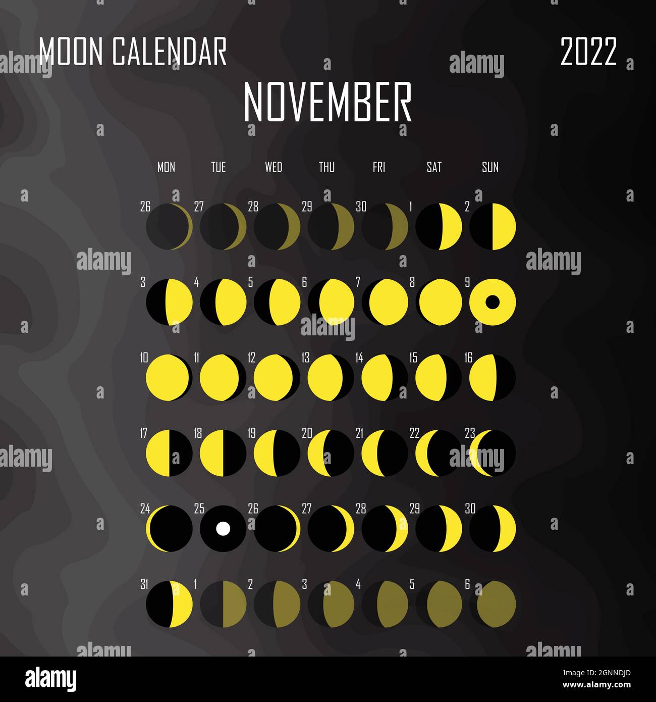 November 2022 Moon calendar. Astrological calendar design. planner. Place  for stickers. Month cycle planner mockup. Isolated black and white Stock  Vector Image & Art - Alamy
