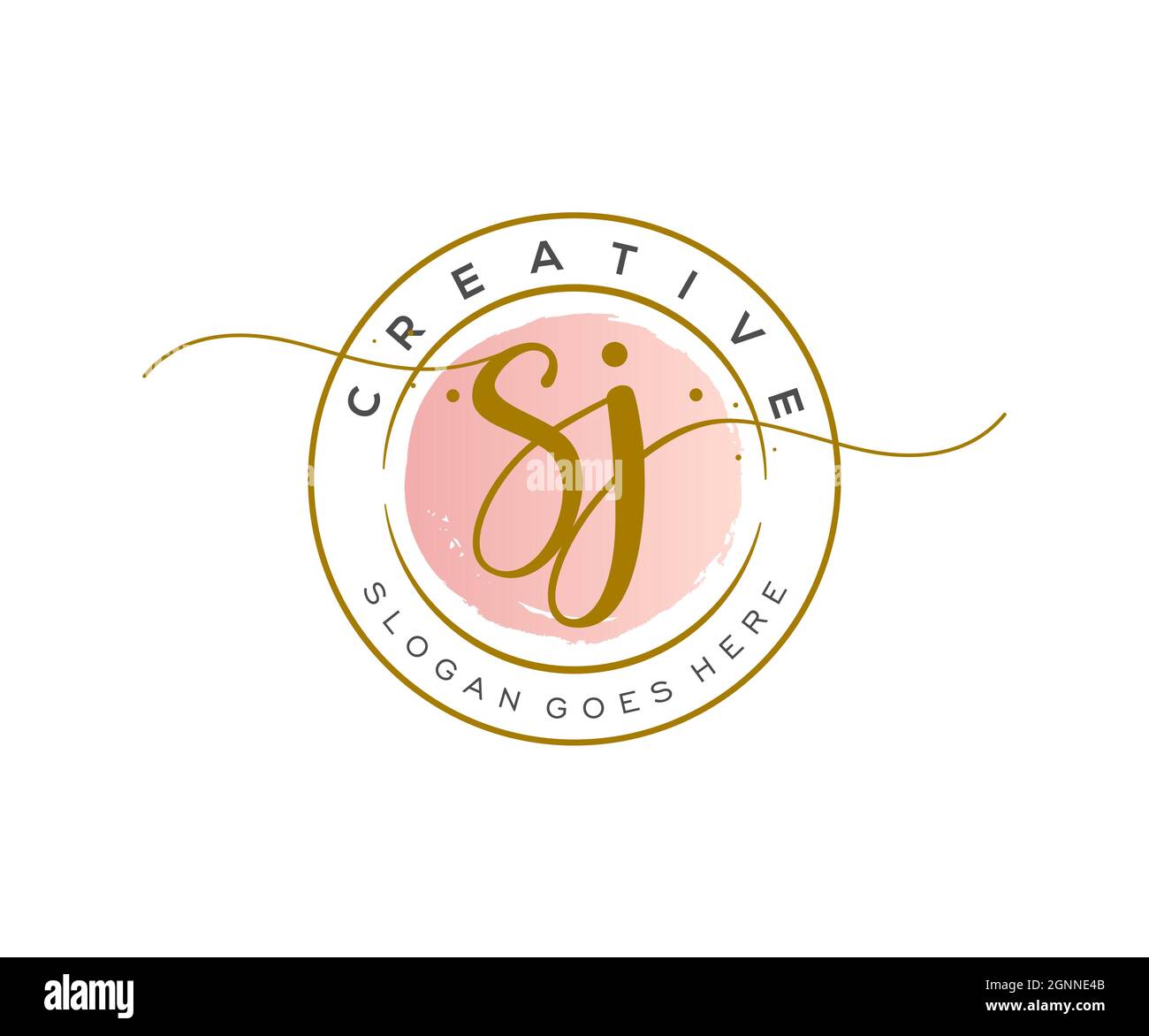 SJ Feminine logo beauty monogram and elegant logo design, handwriting logo of initial signature, wedding, fashion, floral and botanical with creative Stock Vector
