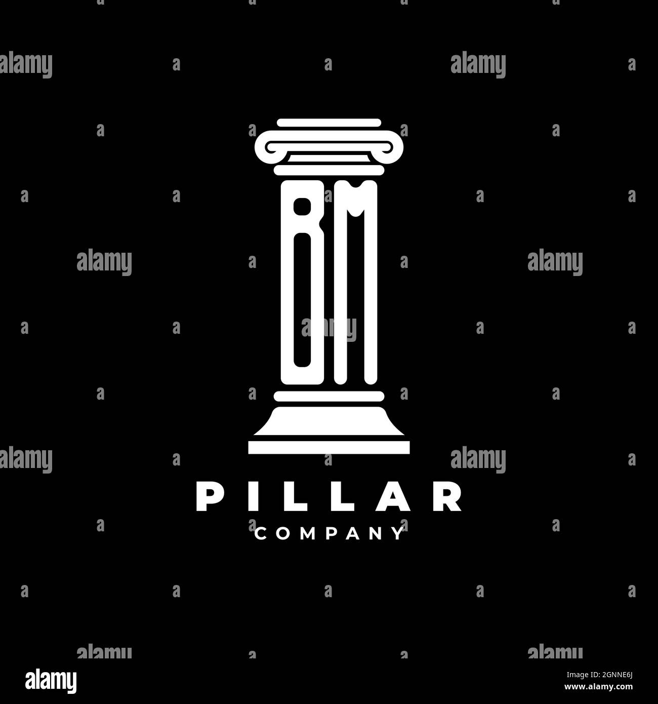 BM Monogram Logo Letter Pillars shape lawyer style vector, law firm company isolated in black background Stock Vector