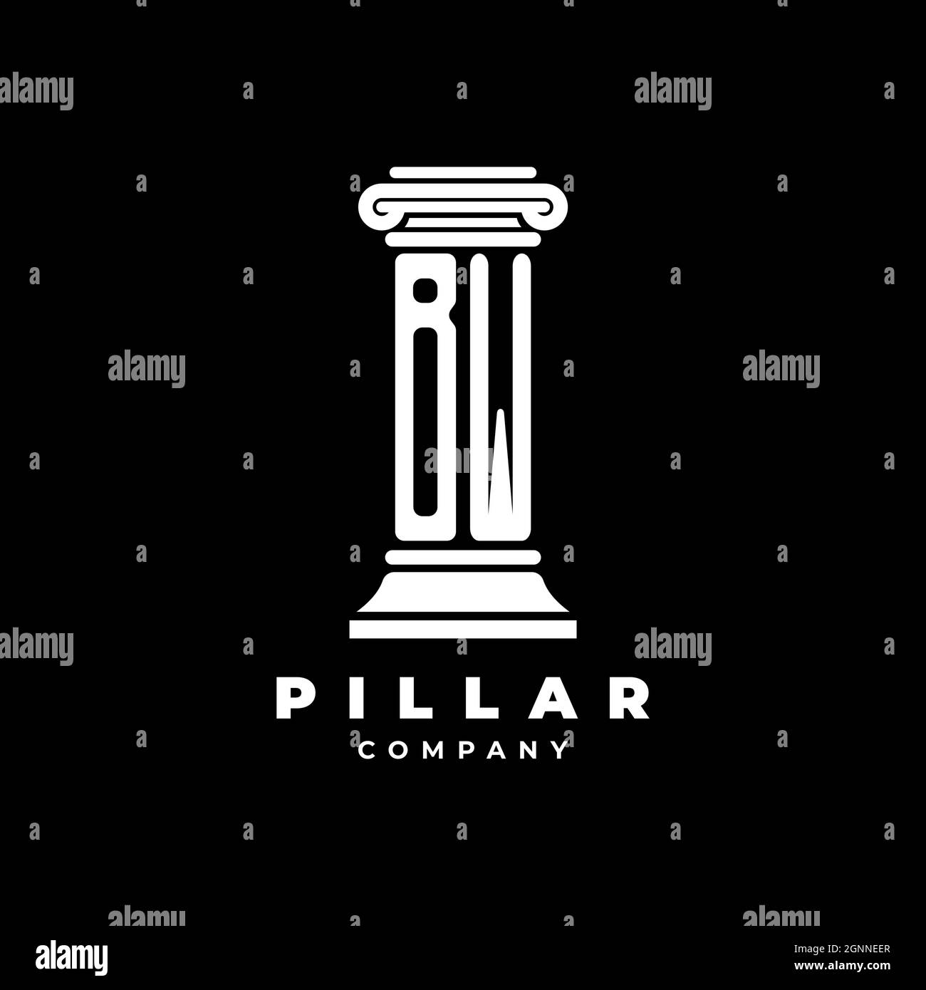 BW Monogram Logo Letter Pillars shape lawyer style vector, law firm company isolated in black background Stock Vector