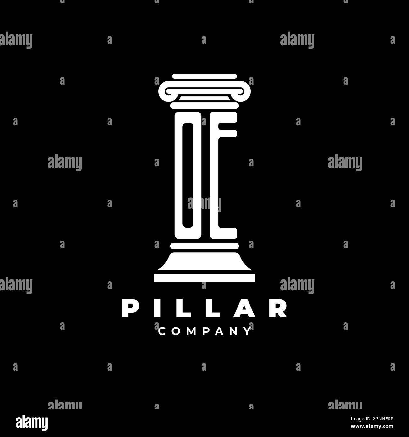 OE Monogram Logo Letter Pillars shape lawyer style vector, law firm company isolated in black background Stock Vector