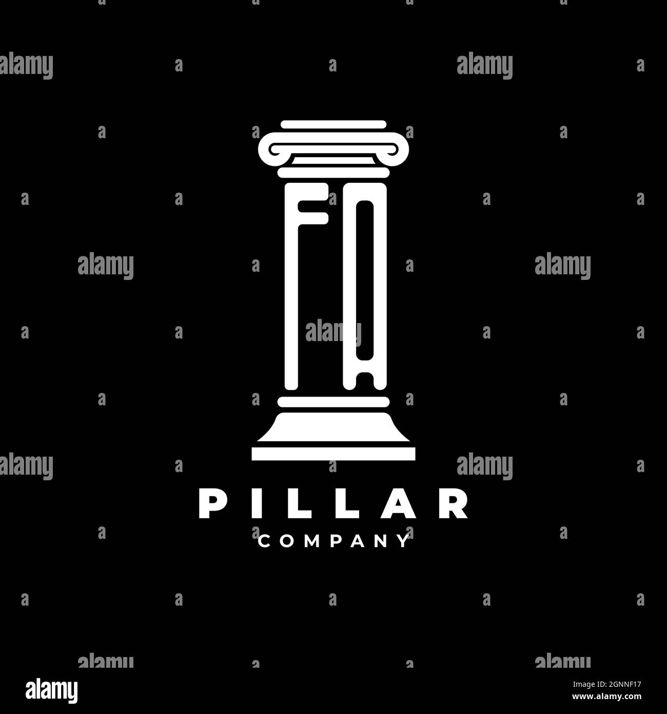 FA Monogram Logo Letter Pillars shape lawyer style vector, law firm company isolated in black background Stock Vector