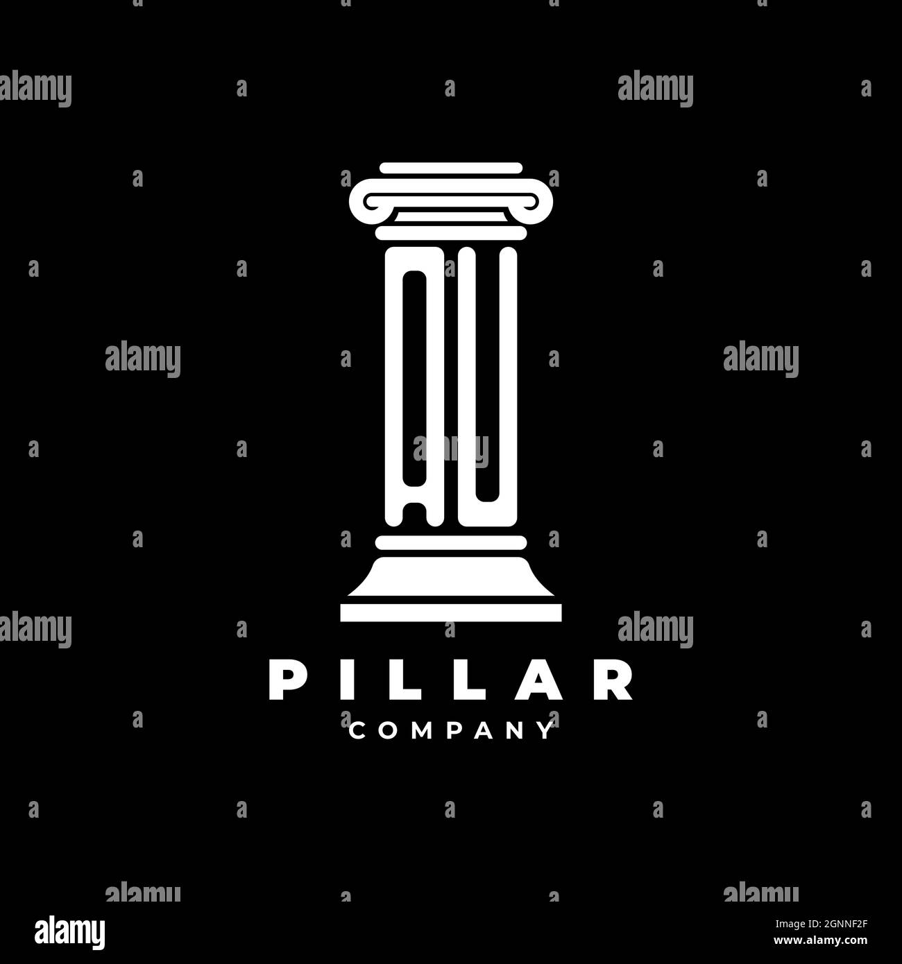 AU Monogram Logo Letter Pillars shape lawyer style vector, law firm company isolated in black background Stock Vector