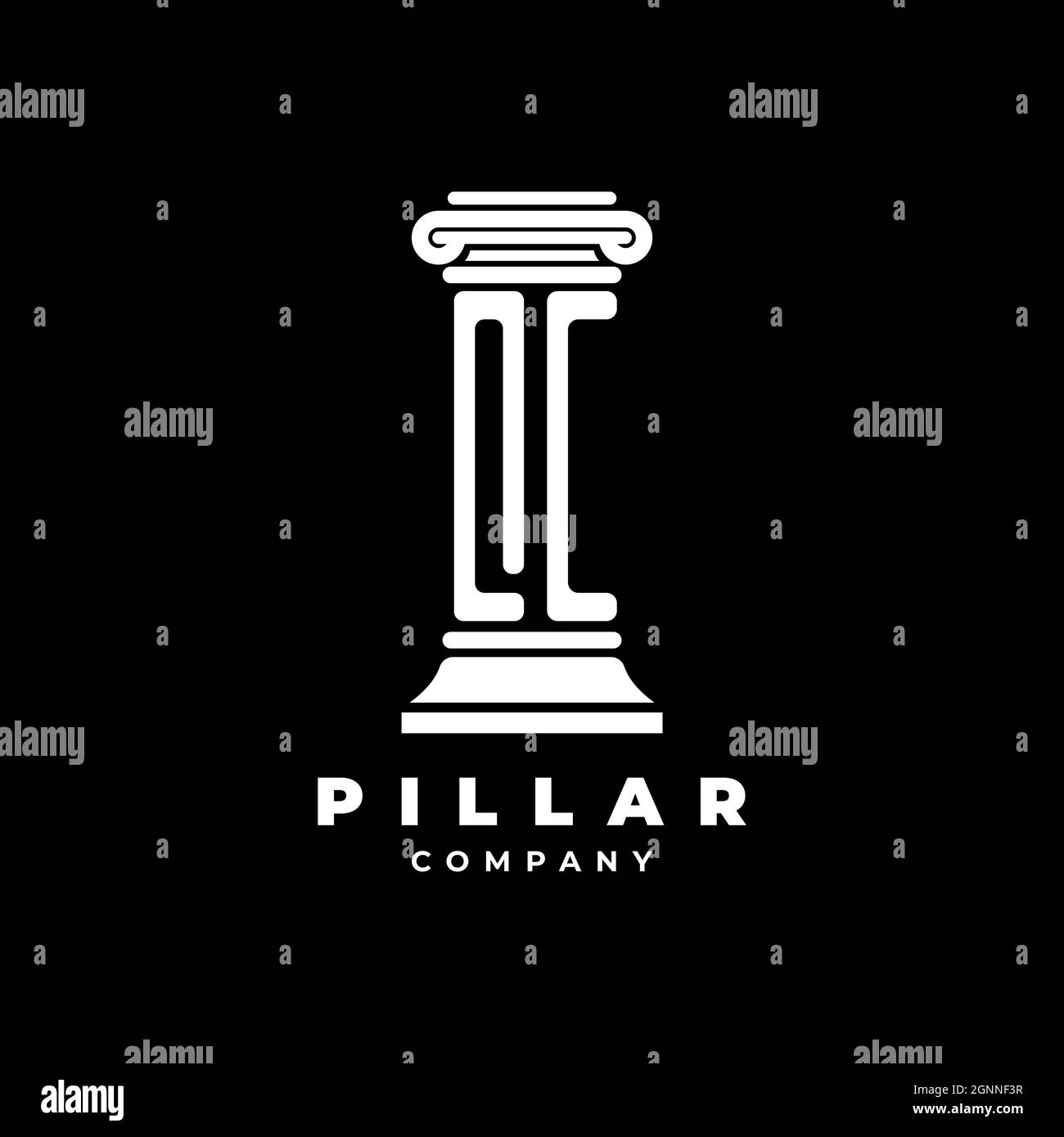 QC Monogram Logo Letter Pillars shape lawyer style vector, law firm company isolated in black