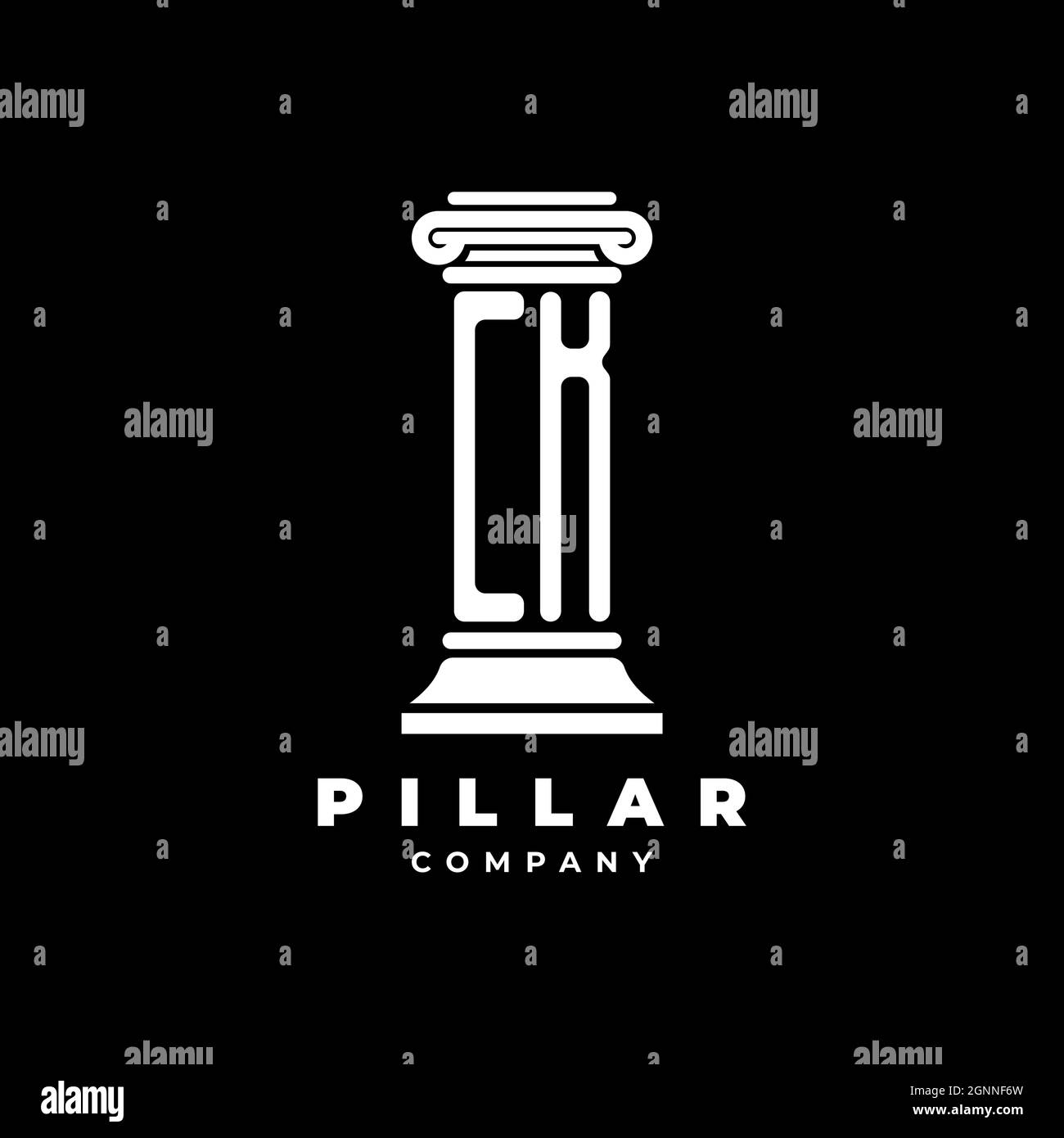 CK Monogram Logo Letter Pillars shape lawyer style vector, law firm ...