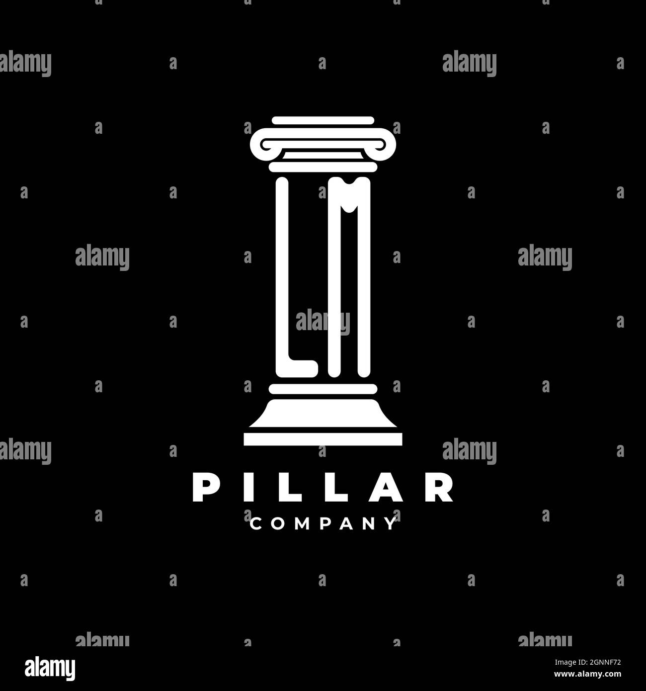 LM Monogram Logo Letter Pillars shape lawyer style vector, law firm company isolated in black background Stock Vector