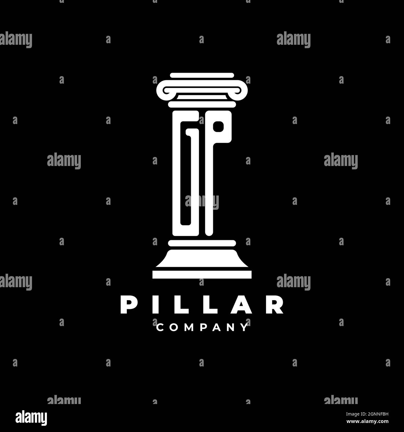 GP Monogram Logo Letter Pillars shape lawyer style vector, law firm ...