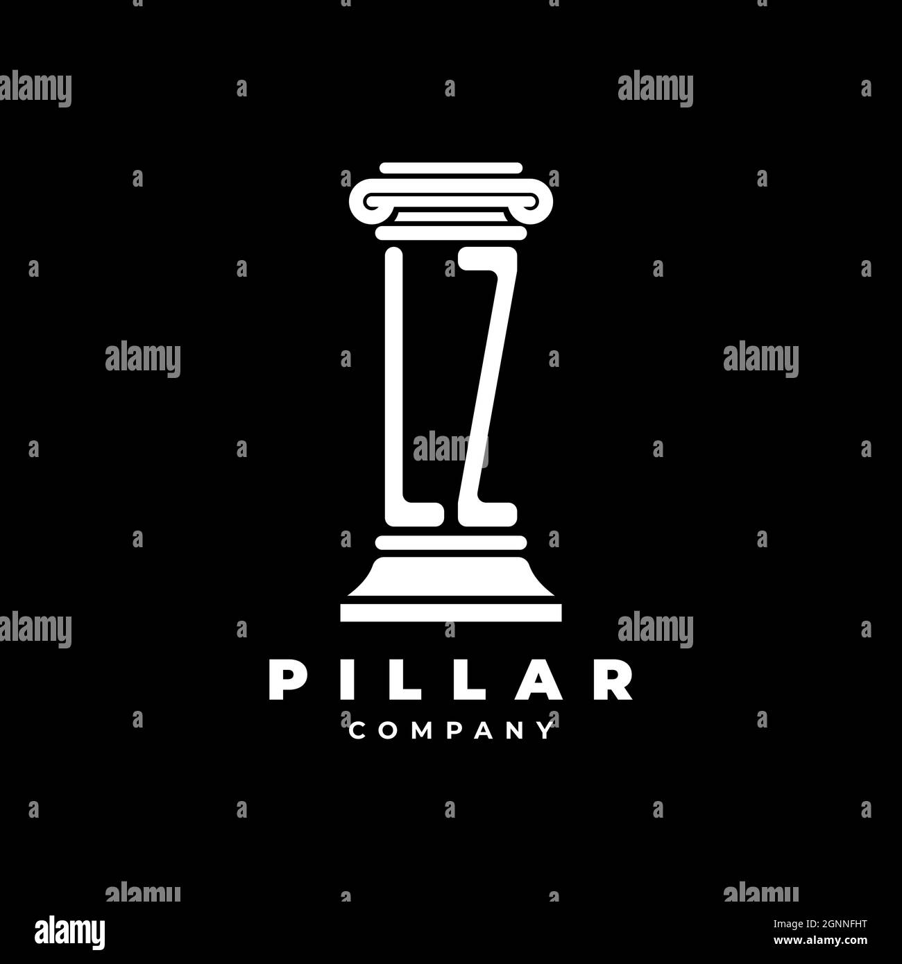 LZ Monogram Logo Letter Pillars shape lawyer style vector, law firm company isolated in black background Stock Vector