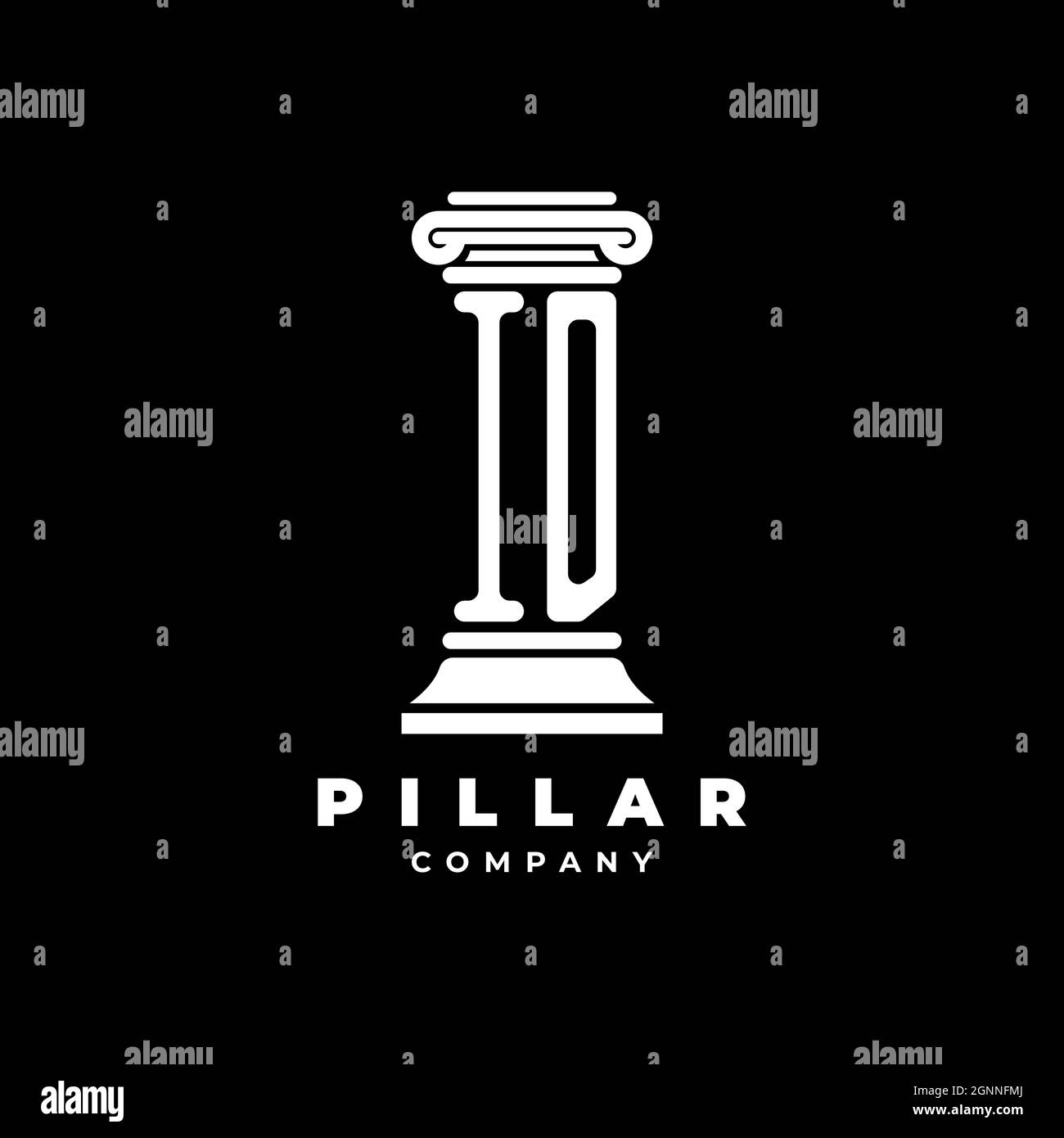 ID Monogram Logo Letter Pillars shape lawyer style vector, law firm company isolated in black background Stock Vector