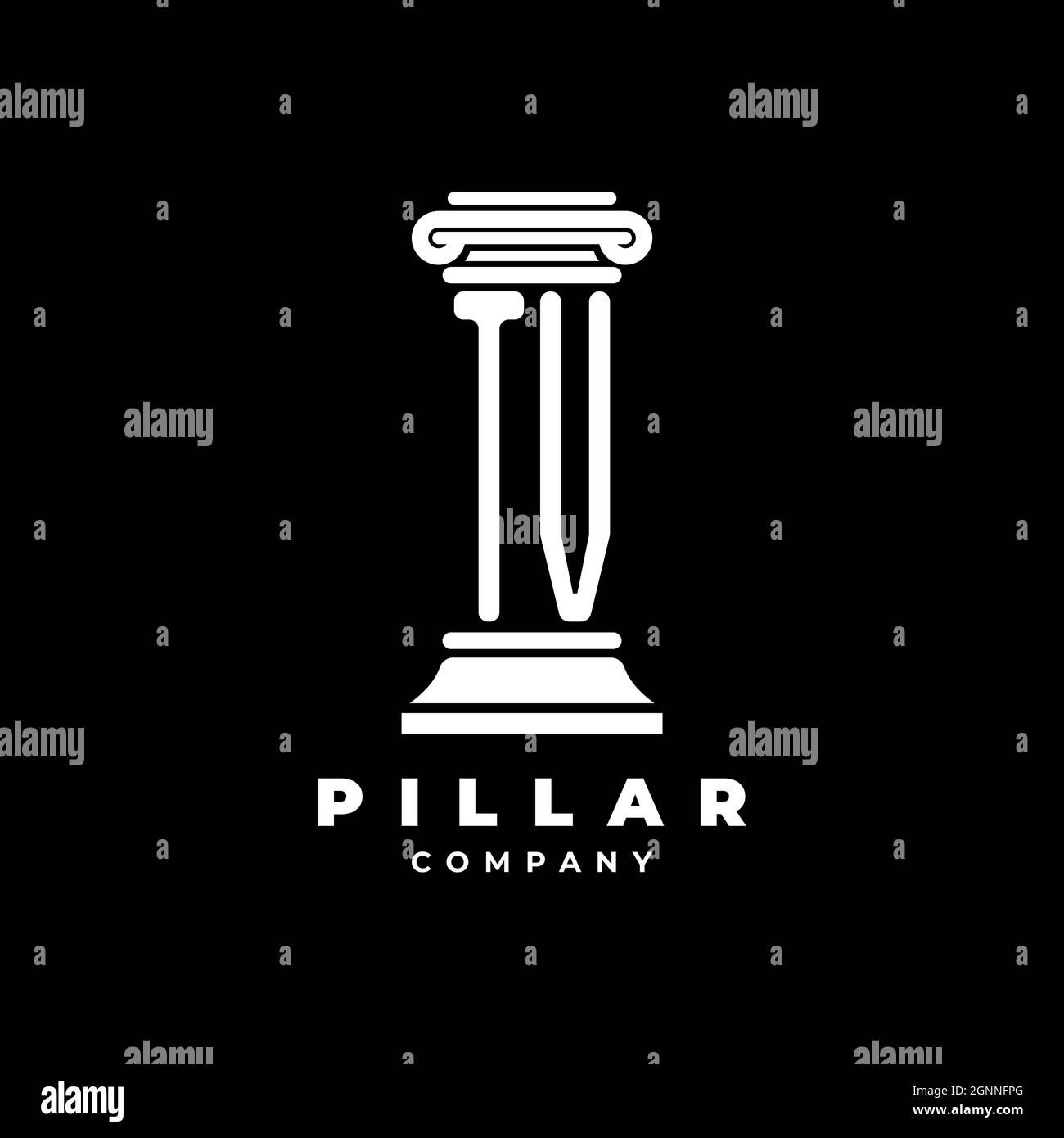 TV Monogram Logo Letter Pillars shape lawyer style vector, law firm company isolated in black background Stock Vector