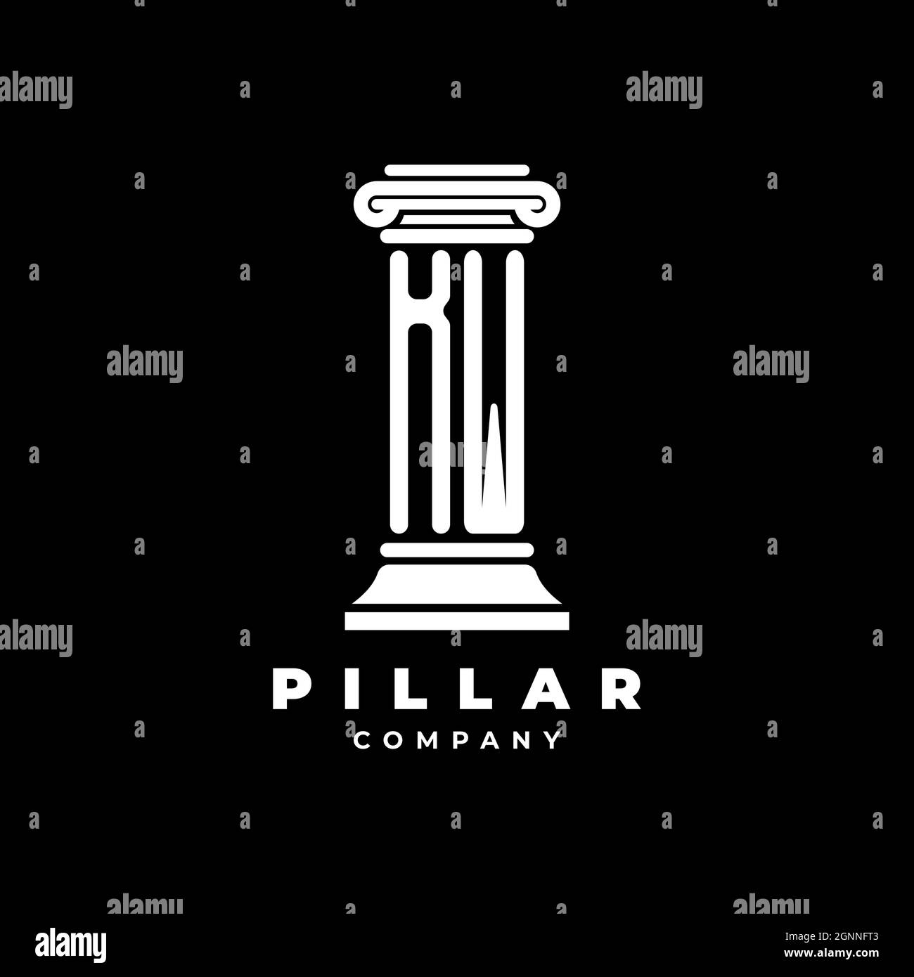 KW Monogram Logo Letter Pillars shape lawyer style vector, law firm company isolated in black background Stock Vector