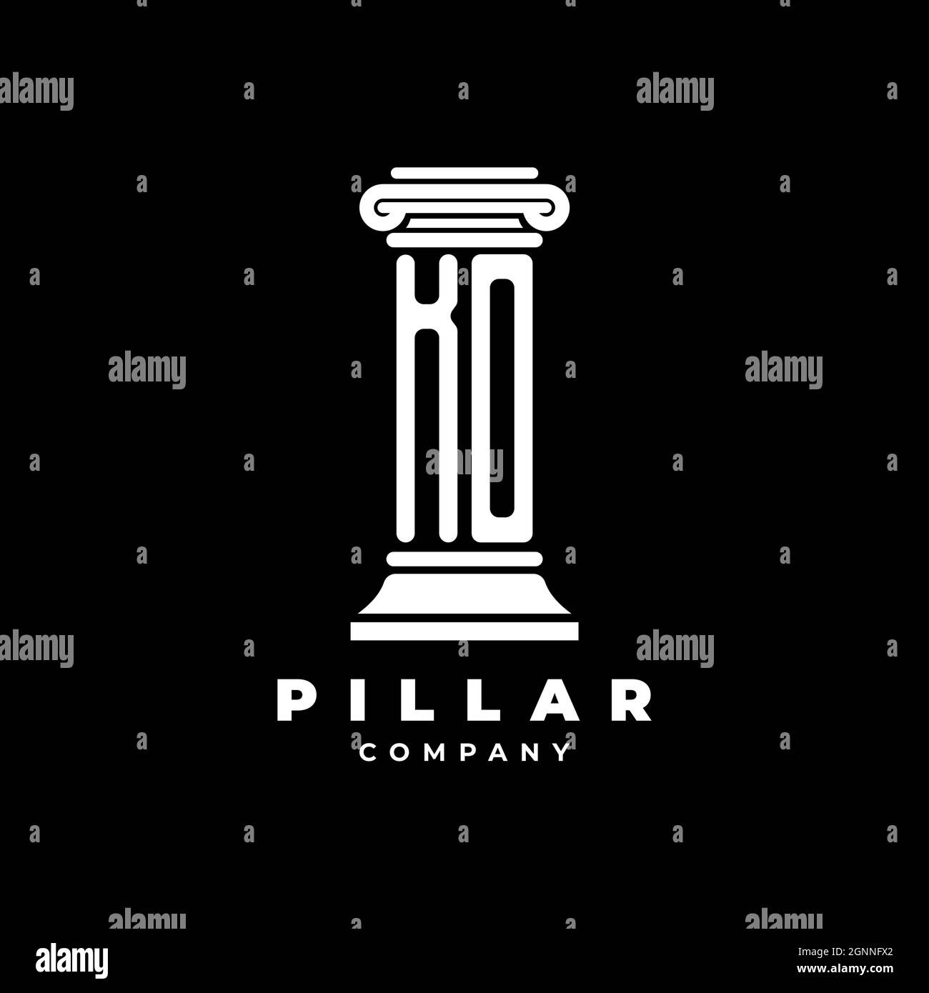 KO Monogram Logo Letter Pillars shape lawyer style vector, law firm company isolated in black background Stock Vector