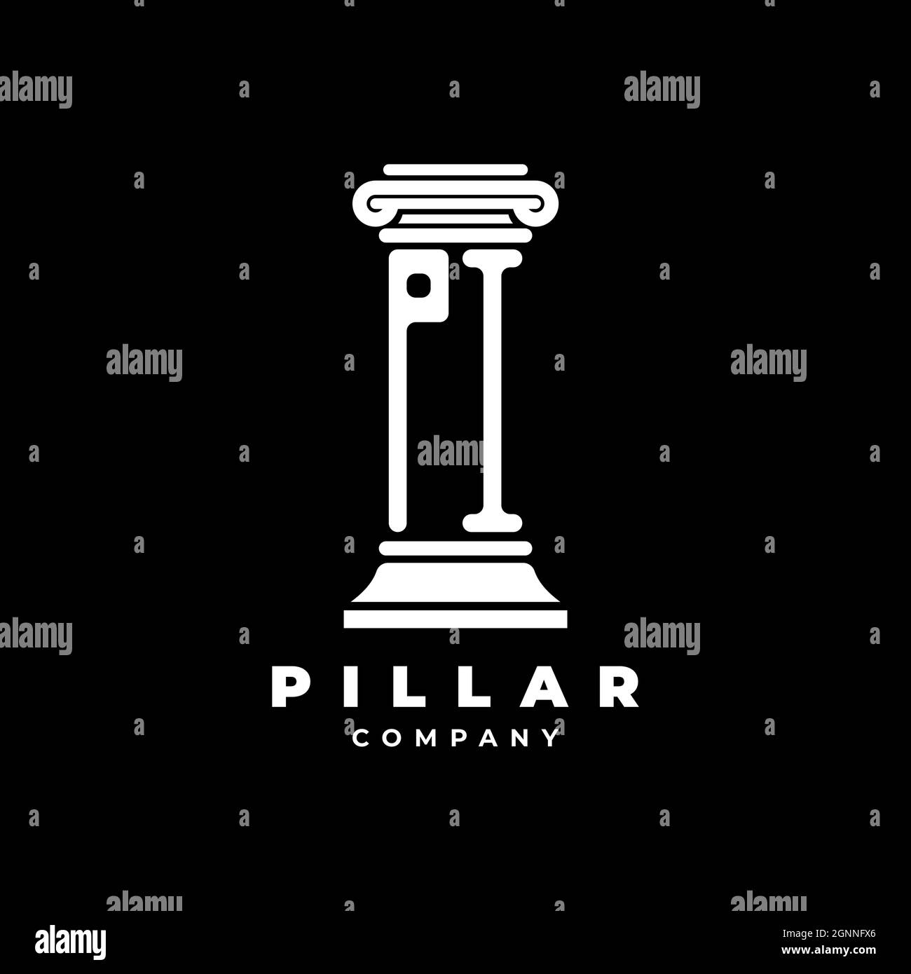 PI Monogram Logo Letter Pillars shape lawyer style vector, law firm company isolated in black background Stock Vector