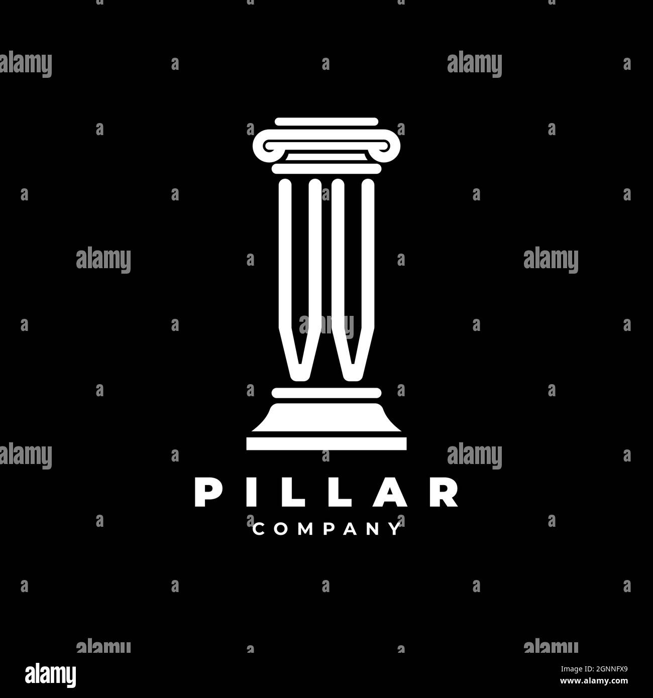 VV Monogram Logo Letter Pillars shape lawyer style vector, law firm company isolated in black background Stock Vector