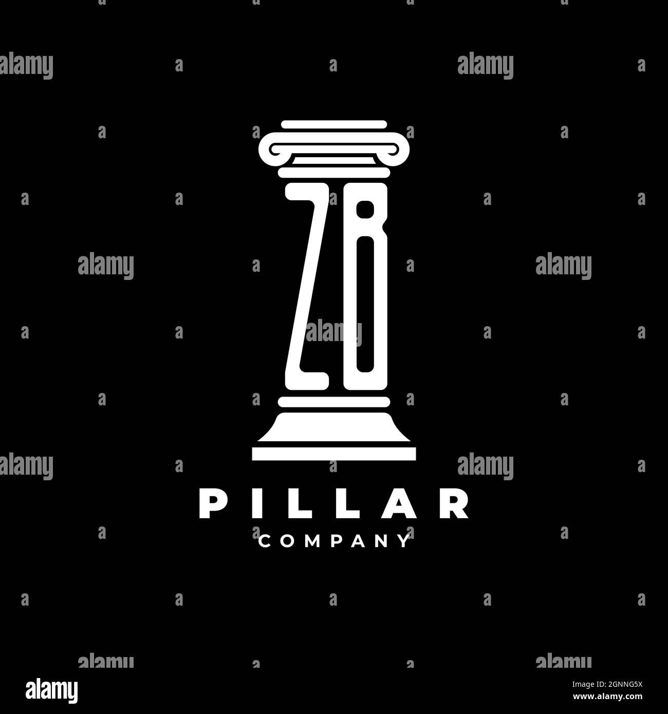 ZB Monogram Logo Letter Pillars shape lawyer style vector, law firm company isolated in black background Stock Vector