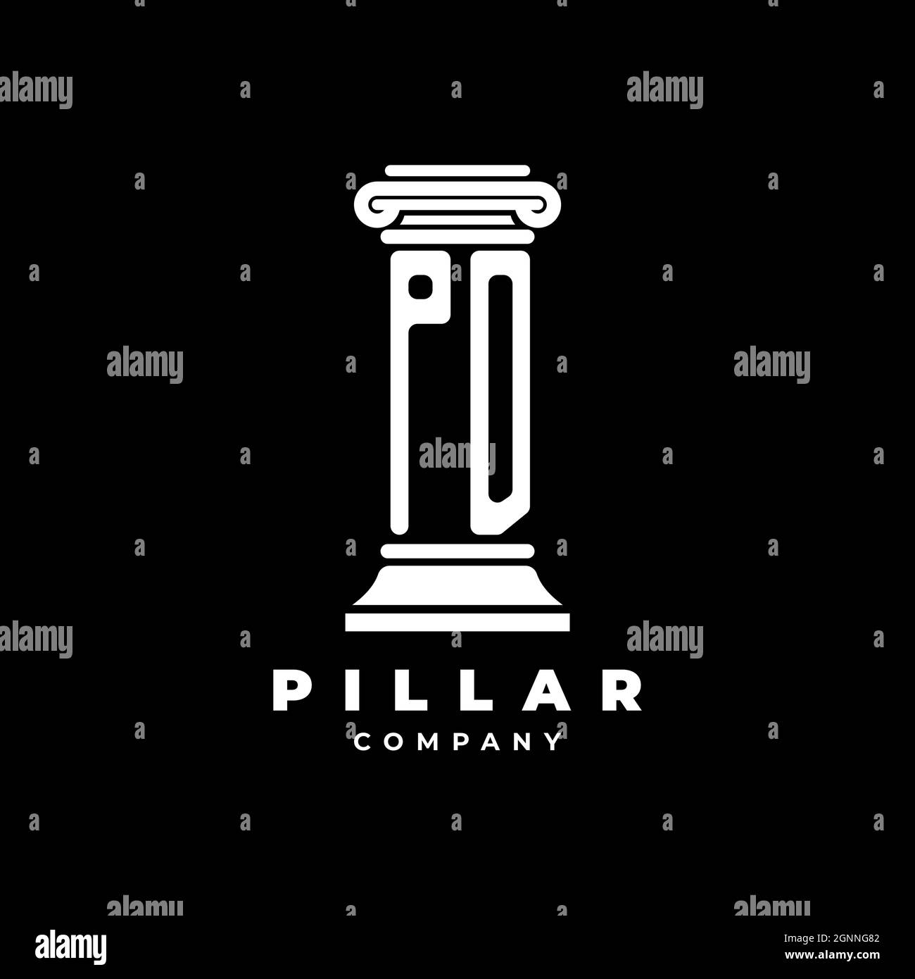 PD Monogram Logo Letter Pillars shape lawyer style vector, law firm company isolated in black background Stock Vector